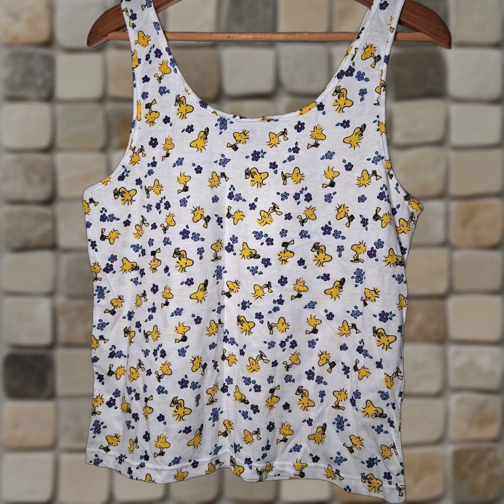 Peanuts VINTAGE Peanuts Snoopy Woodstock Tank Top Women M Purple Flowers Undershirt Size M / US 6-8 / IT 42-44 - 1 Thumbnail