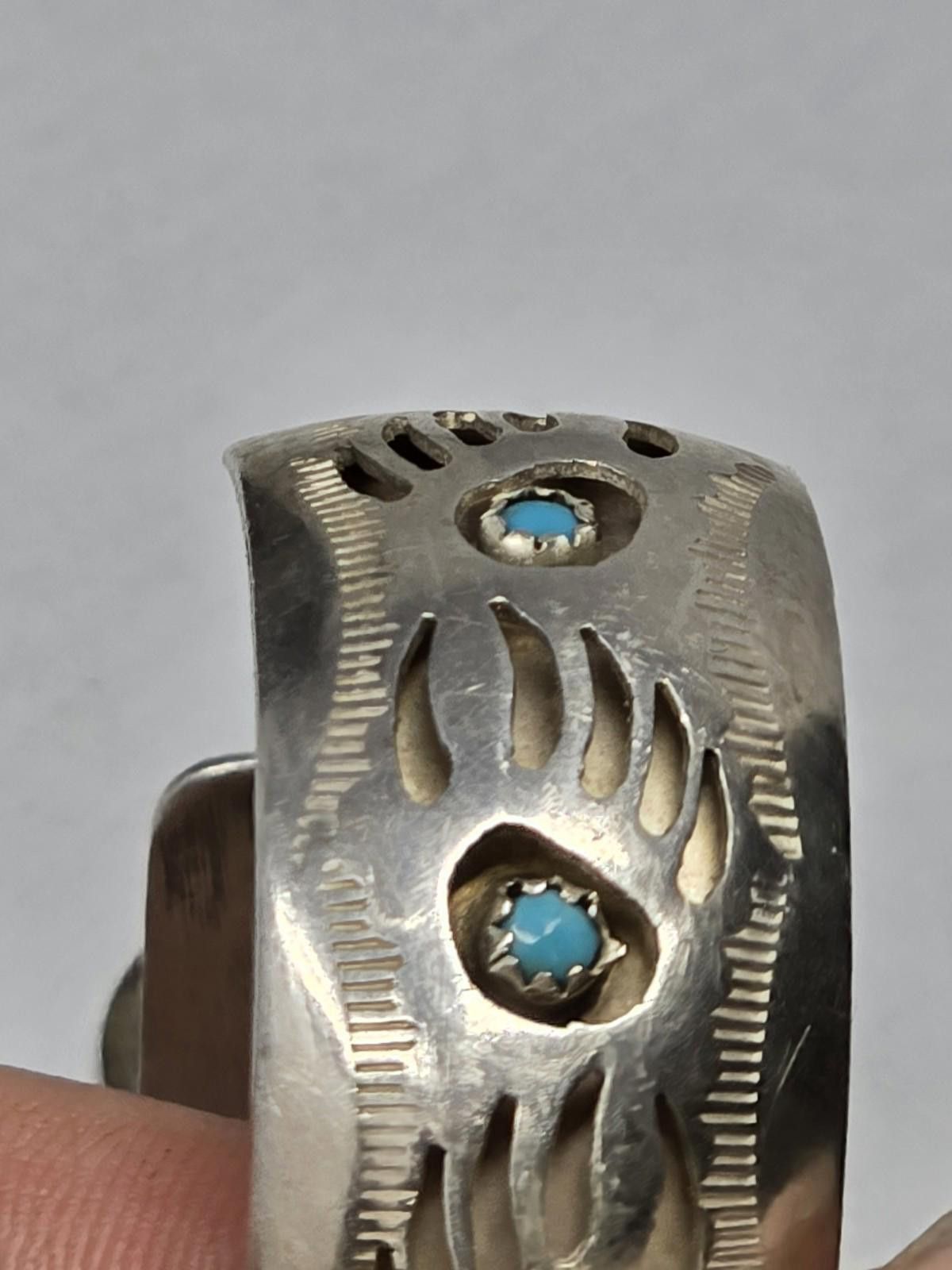 Other Pearlene Spencer Navajo Sterling Turquoise Bear Paw Cuff Size ONE SIZE - 9 Thumbnail