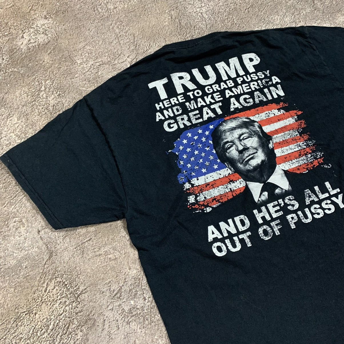 Vintage VINTAGE Y2K HUMOR TEE FUCK DONALD TRAMP HES PUSSY USA 90s Size US XL / EU 56 / 4 - 3 Thumbnail