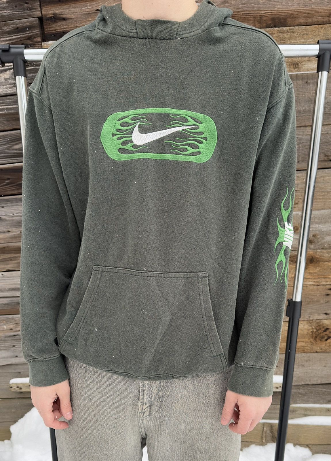 Nike Nike Vintage Hoodie Big Logo Avant Garde Washed Boxy Japanes Size US S / EU 44-46 / 1 - 1 Thumbnail