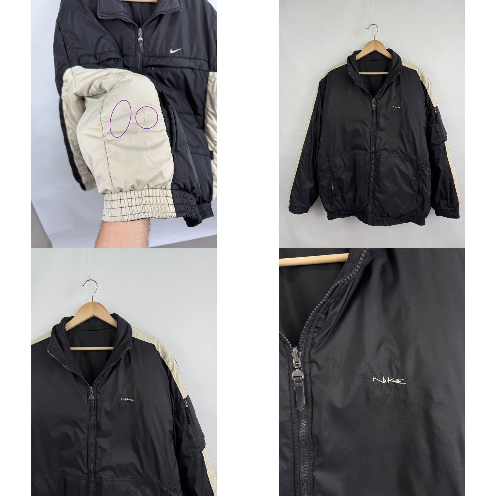 Nike 🇺🇸Vintage 90s Nike Reversible Puffer Jacket Synthetic Filling Size L Black Size US L / EU 52-54 / 3 - 9 Thumbnail