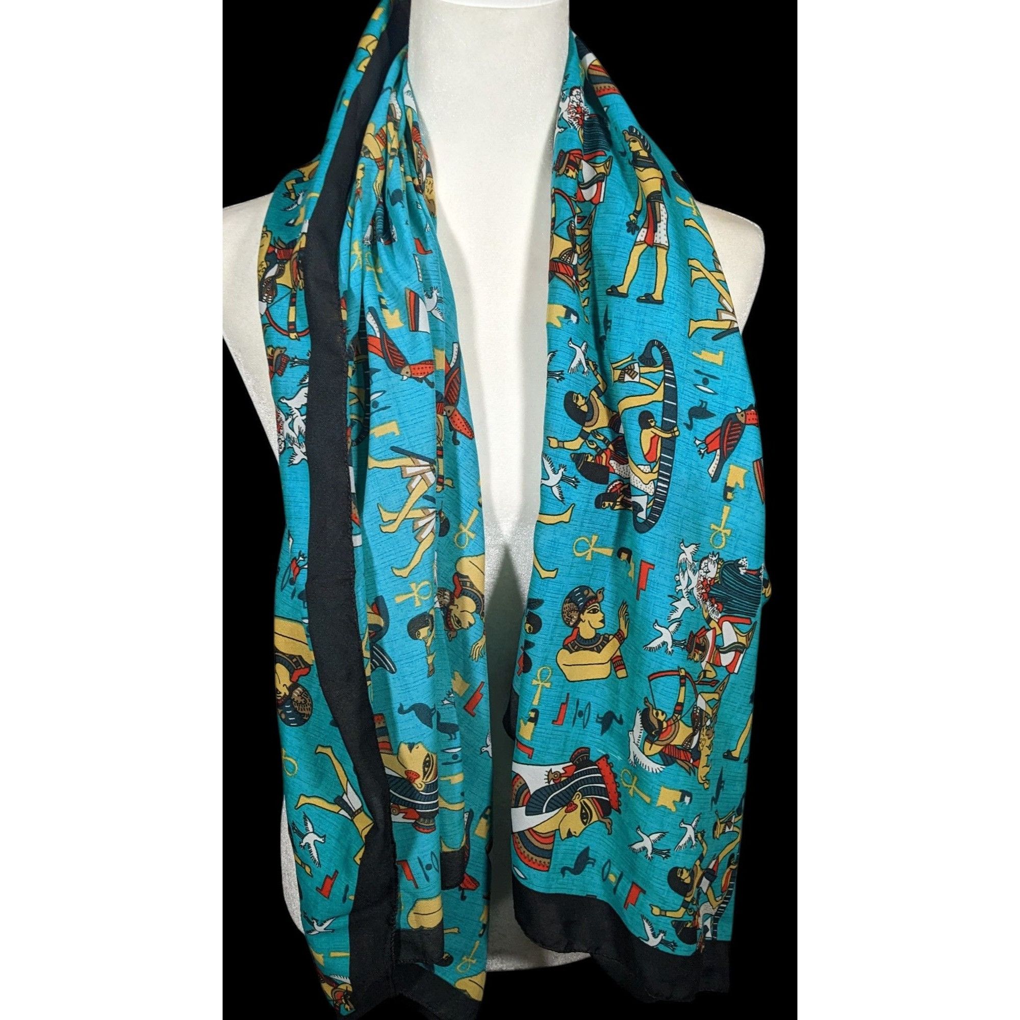 Other Vintage Teal Egyptian Souvenir Ehab Scarf Size ONE SIZE - 4 Thumbnail