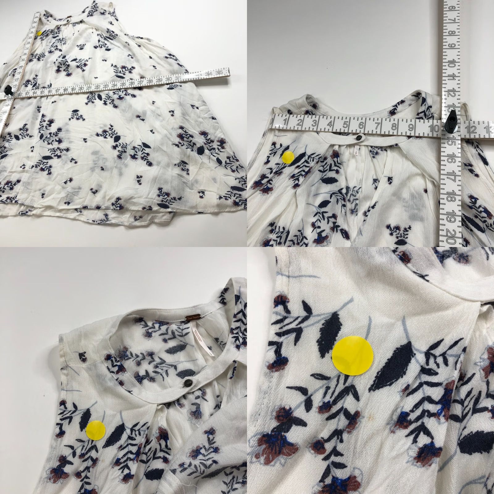 Free People Free People Small White Blue Boho Flowy Pullover Top Blouse NEW With DEFECT Size S / US 4 / IT 40 - 8 Thumbnail