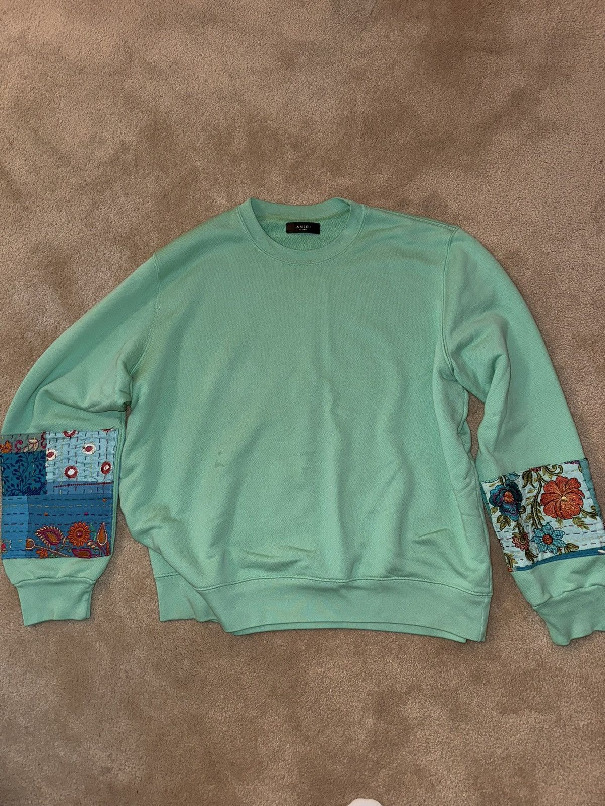 Amiri quilted art patch crewneck sweater