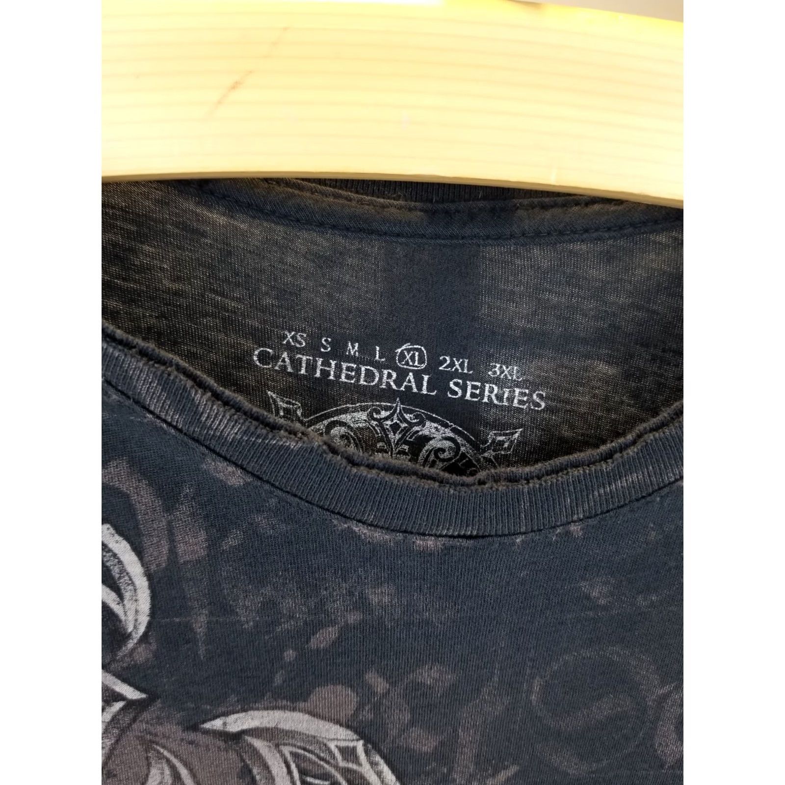 Affliction AFFLICTION T-Shirt XXL Gray Cotton Jersey Short Sleeve Round Neck Made in USA Vintage Grunge MMA Skull Wing 29 INCH Back 23 INCH Front Mens Size US XL / EU 56 / 4 - 3 Thumbnail