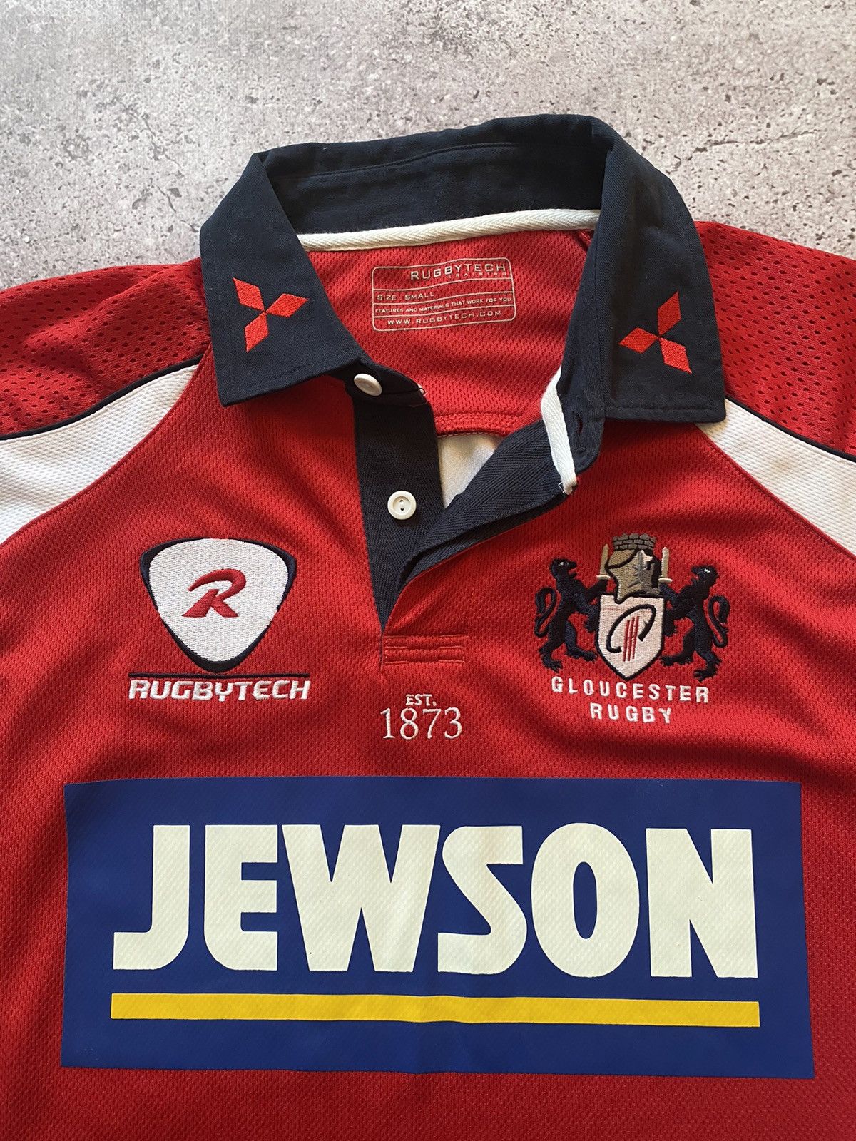 Vintage GLOUCESTER RUGBY RUGBYTECH JEWSON JERSEY MITSUBISHI Size US S / EU 44-46 / 1 - 3 Thumbnail