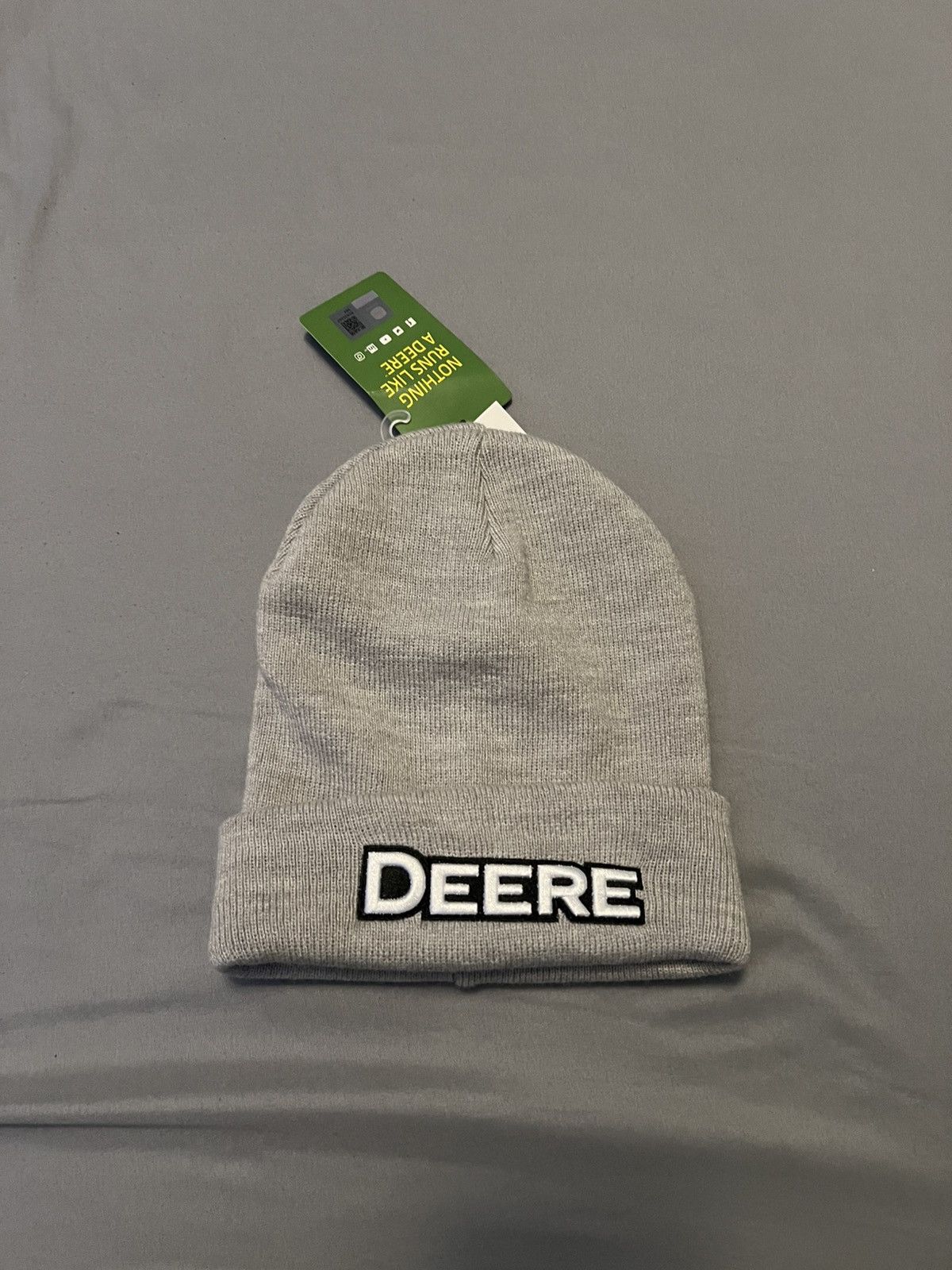 John Deere John Deere Vintage Beanie Hat Grey Size ONE SIZE - 1 Thumbnail