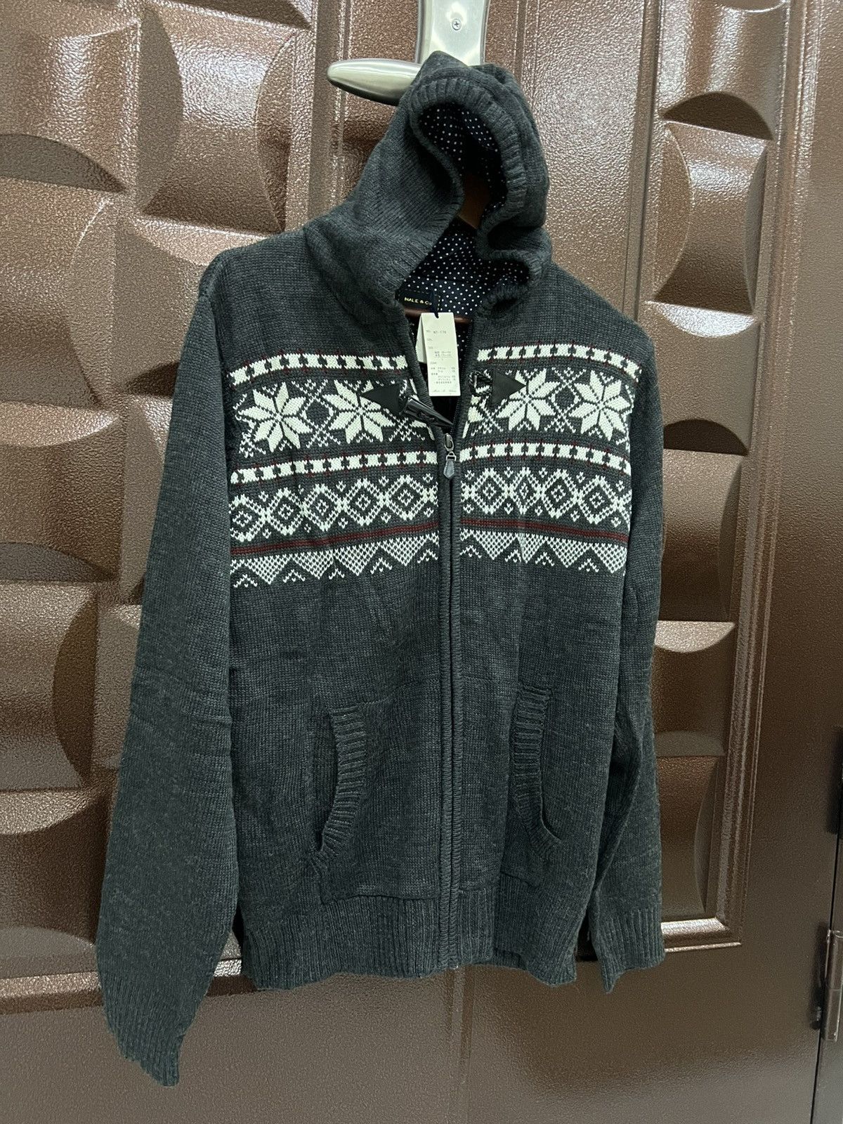 Japanese Brand Snowflake Nordic Knit Hoodie Zip-Up Charcoal Grey Sweater Size US L / EU 52-54 / 3 - 3 Thumbnail