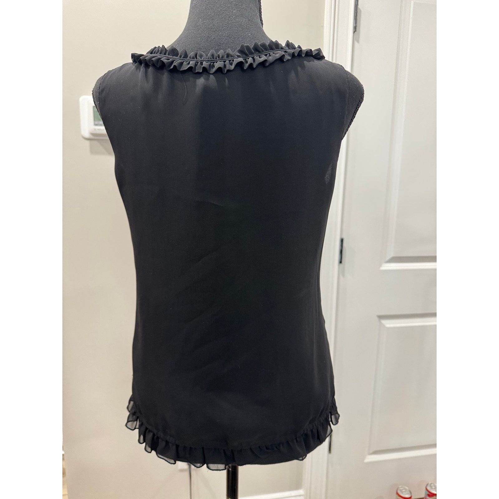 H&M Whimsigoth Floral Tank Sheer Black Ruffle Size 4 Goth H&M Size S / US 4 / IT 40 - 2 Thumbnail