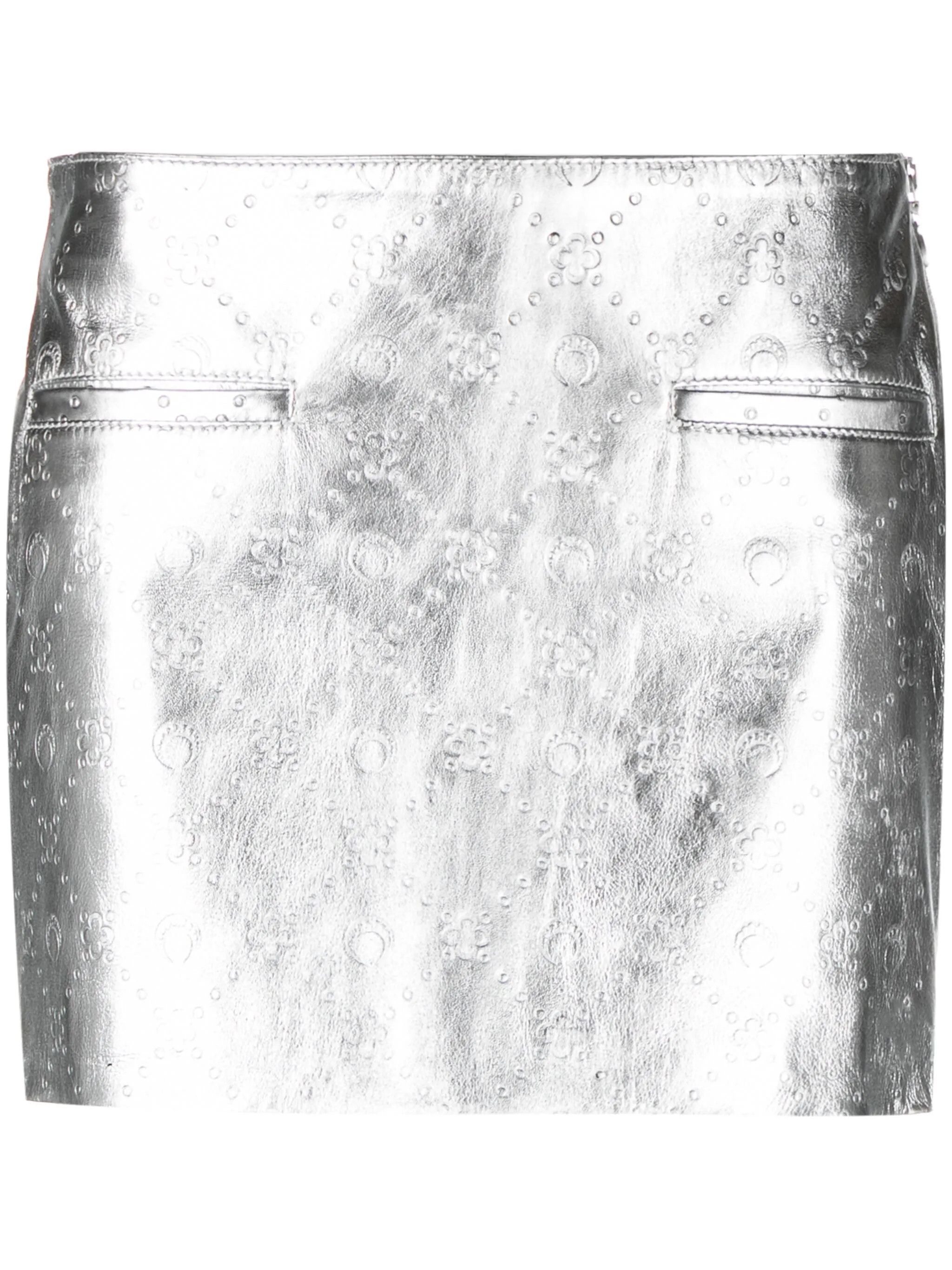 o1s22i1n0225 Leather Laminated Moonogram Mini Skirt