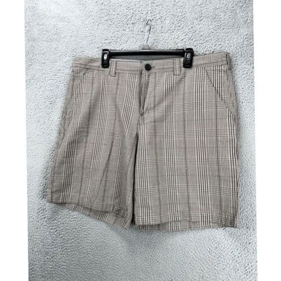 Vintage Columbia Shorts Mens 40X10 Khakis Chino Flat Front Pockets Plaid Beige Omni-Shade Tan Casual Preppy Size US 40 / EU 56 - 3 Thumbnail