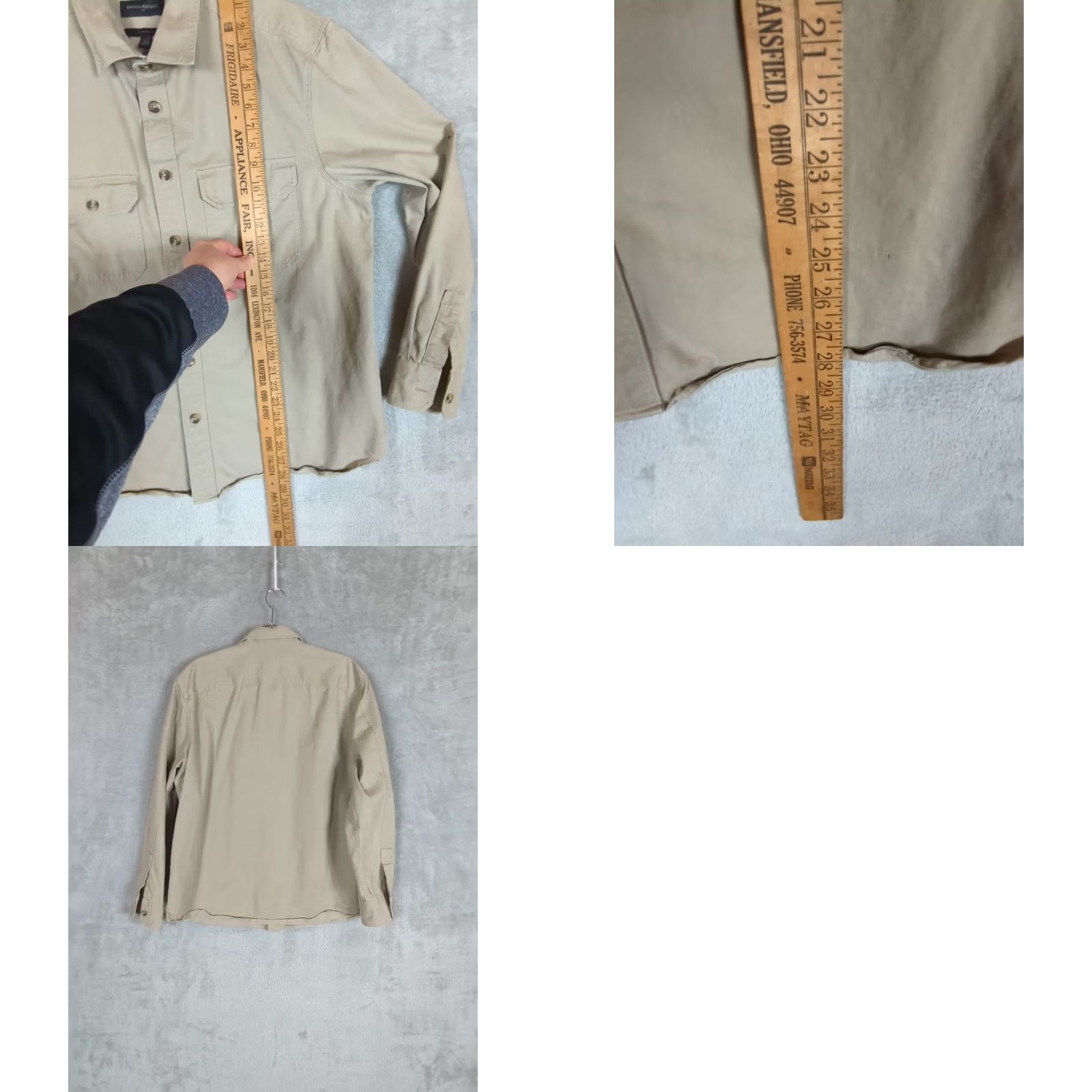 Banana Republic BANANA REPUBLIC Shirt Button-Up Khaki Solid Regular Fit L Long Sleeve Cotton Twill Casual Work Utility Mens Size US L / EU 52-54 / 3 - 8 Thumbnail