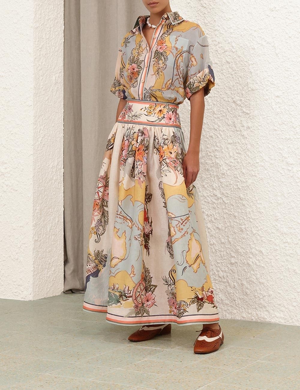 Zimmermann oc11z0226 Tallow Midi Skirt In Multicolor Size 28" / US 6 / IT 42 - 3 Thumbnail