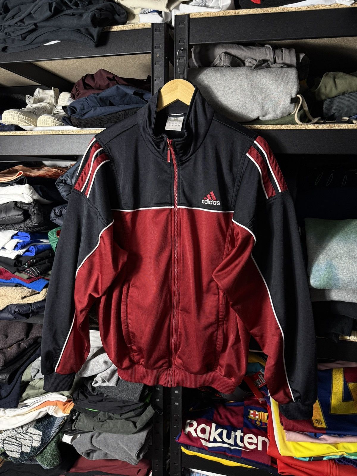 Adidas Vintage Adidas Track Jacket Red Black Zip Y2K Retro Sport Size US M / EU 48-50 / 2 - 1 Thumbnail