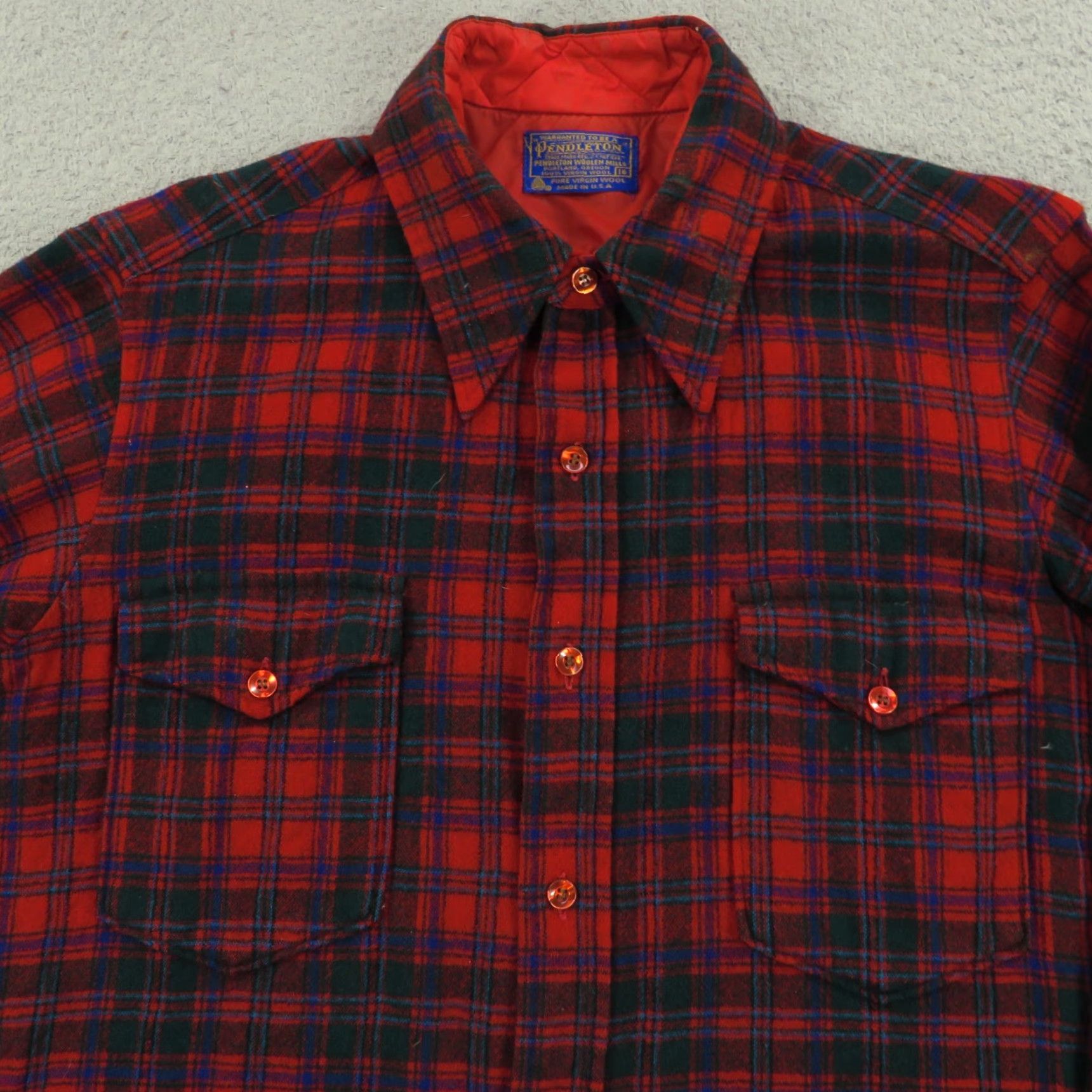 Pendleton VINTAGE Pendleton Shirt Men 16 (Large) Made in USA 80s Button Up Christmas Plaid Shirt Men L Red Wool Flannel Button-Up 80s Pendleton Mens Pants? Size US L / EU 52-54 / 3 - 4 Thumbnail
