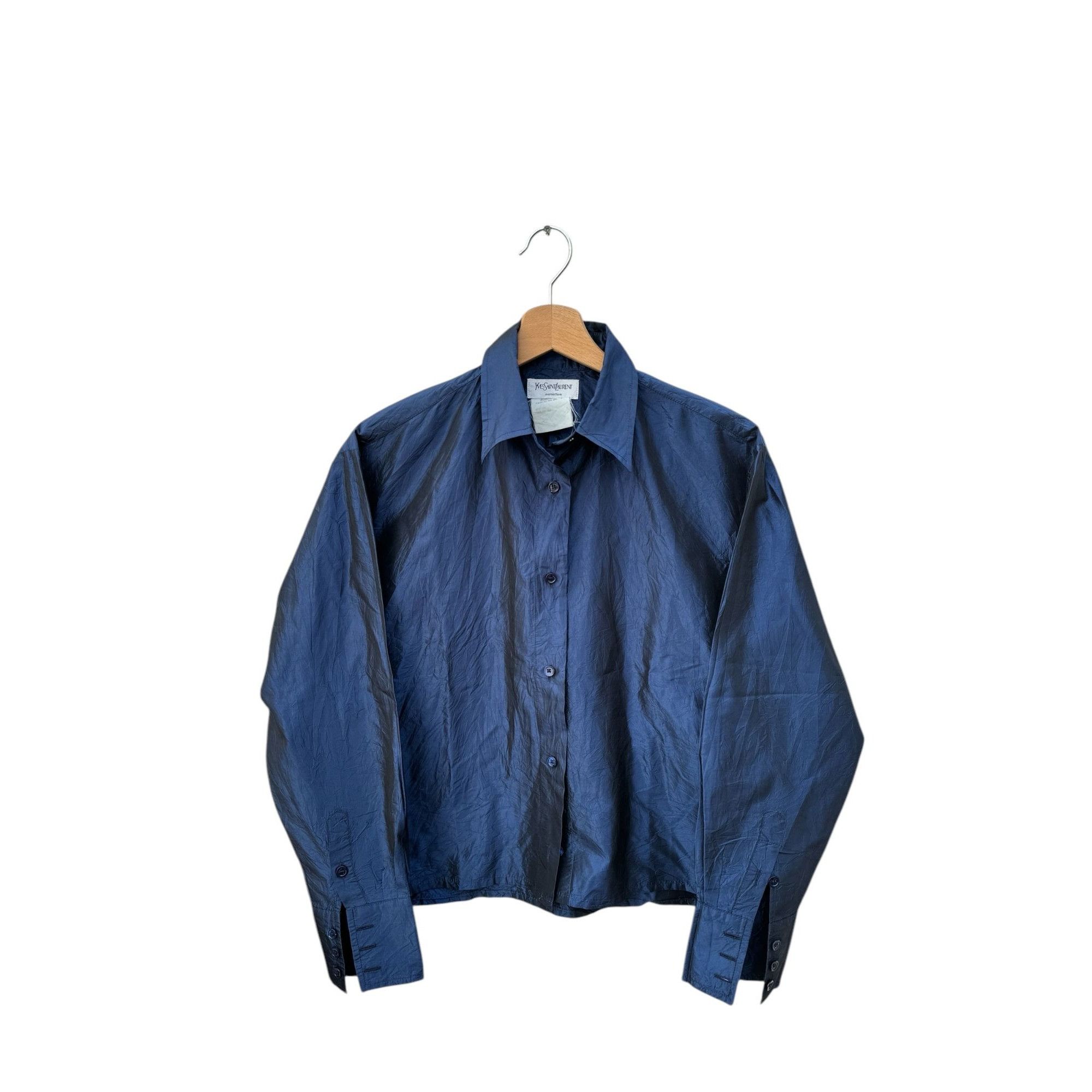 Yves Saint Laurent Vintage Navy Silk Shirt Size M / US 6-8 / IT 42-44 - 1 Thumbnail