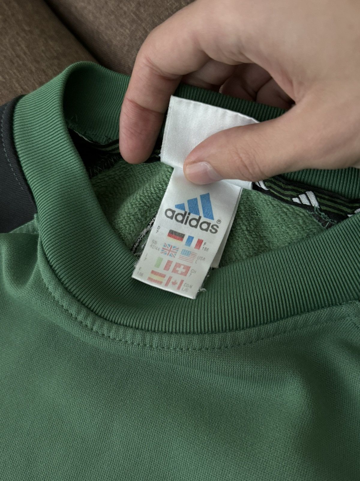 Adidas × Vintage Vintage Adidas oversized big logo Y2K green sweatshirt Size US L / EU 52-54 / 3 - 7 Thumbnail