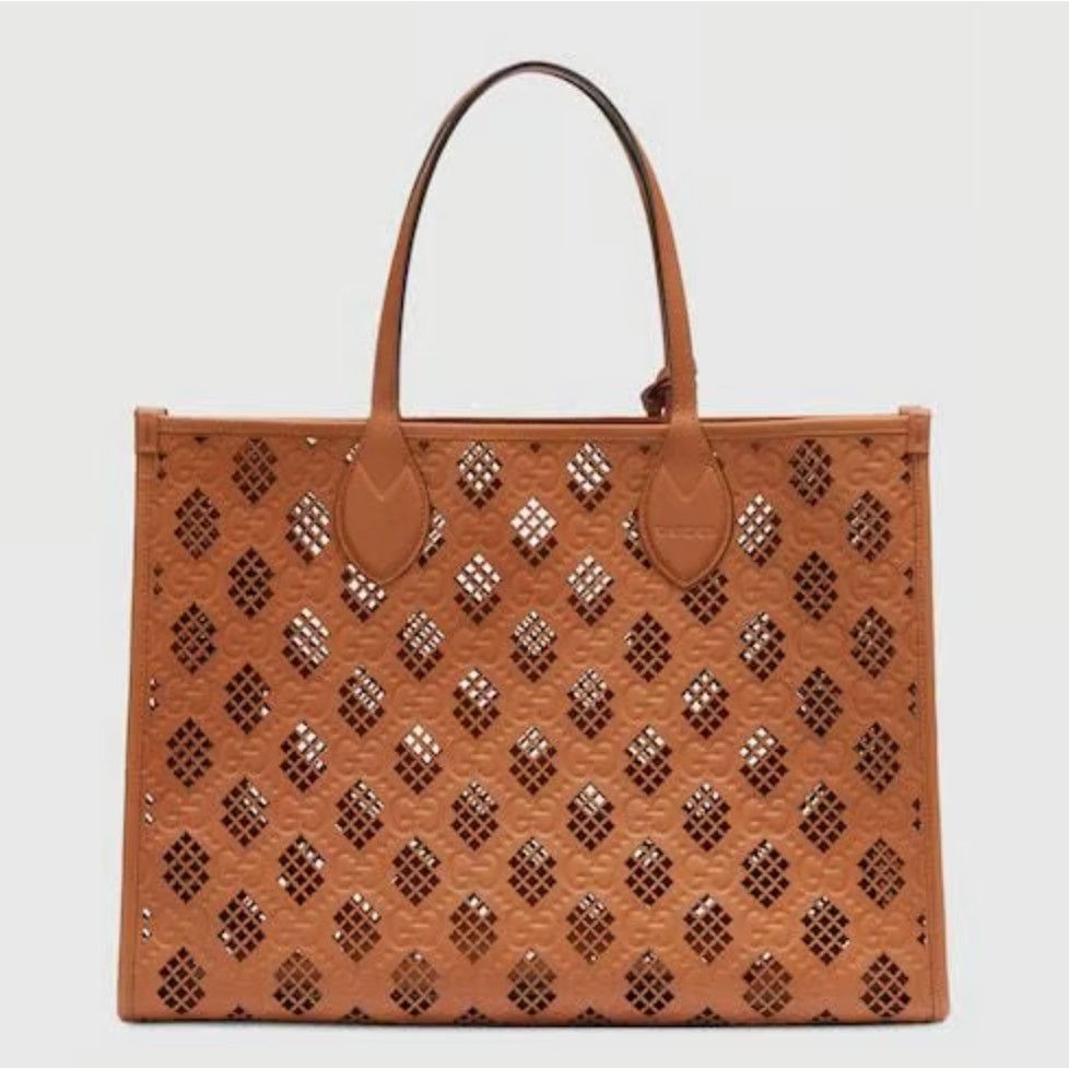 Gucci Gucci Ophidia Perforated Leather Tote Bag | Brown | NWT Size ONE SIZE - 4 Thumbnail