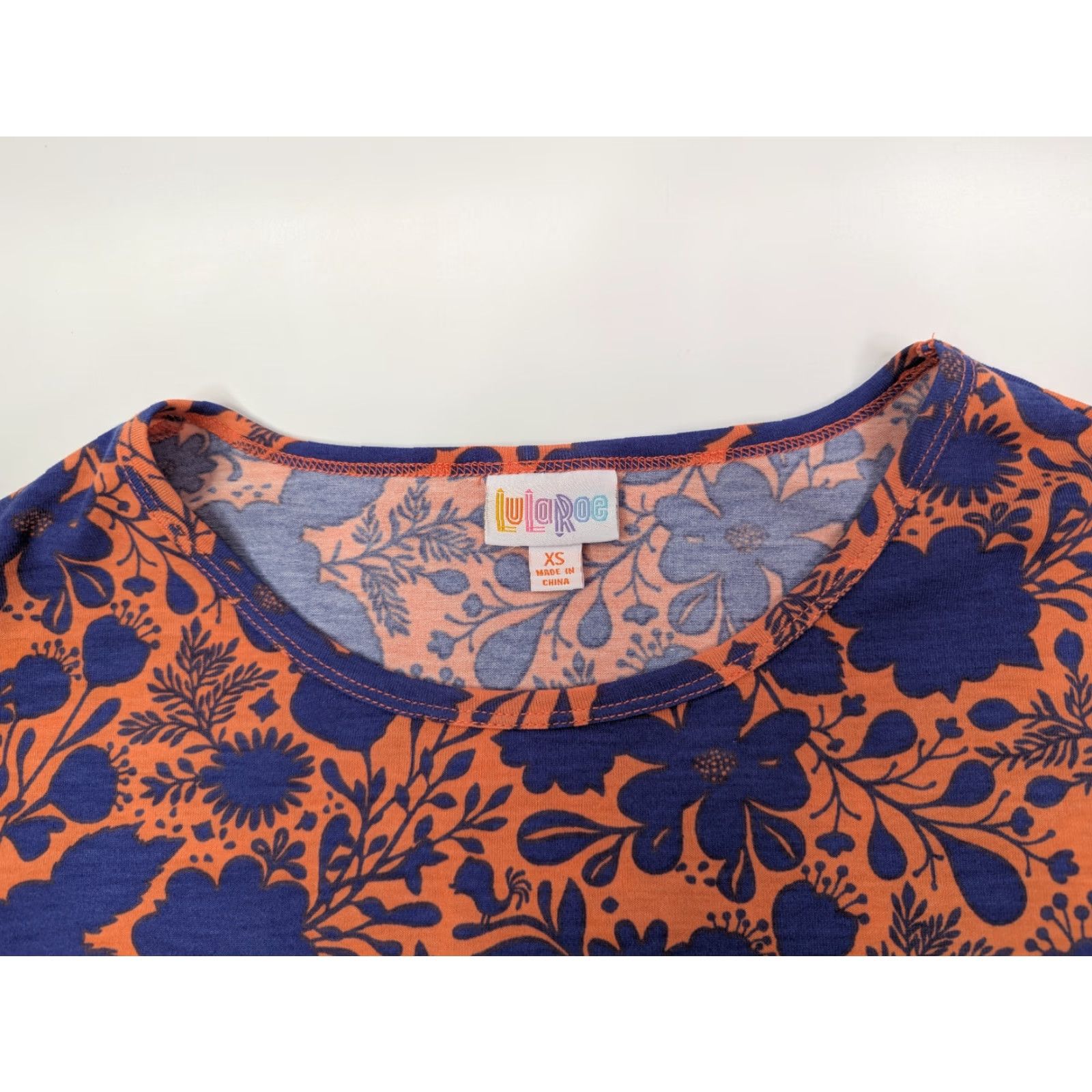 Vintage NWT LuLaRoe Irma Tunic Womens XS Orange Blue Floral Stretch Shirt Size XS / US 0-2 / IT 36-38 - 4 Thumbnail