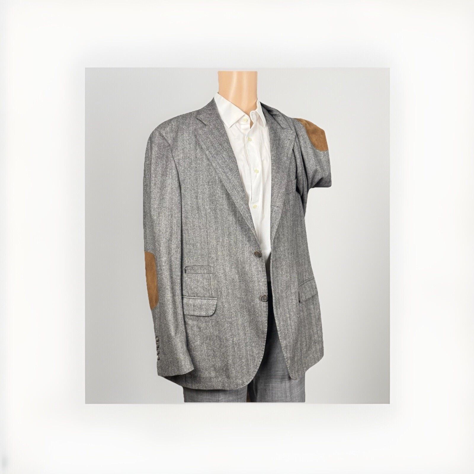 Brunello Cucinelli Brunello Cucinelli Gray Herringbone Tweed Sportjacket 54/44 Size 44R - 1 Thumbnail