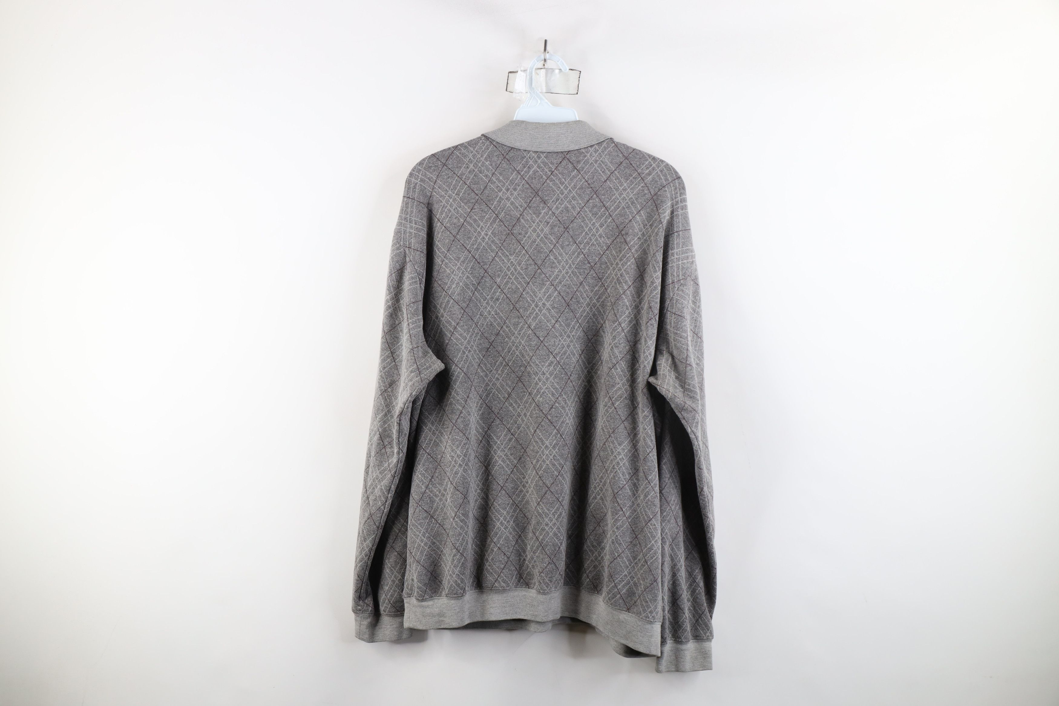 Vintage Vintage 90s Streetwear Argyle Diamond Knit Long Sleeve Polo Size US XL / EU 56 / 4 - 10 Thumbnail