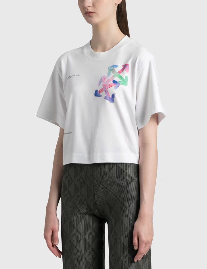 Off-White o1mle0425 Watercolor Arrows Cropped T-Shirt in White Size XXL / US 16-18 / IT 52-54 - 2 Thumbnail