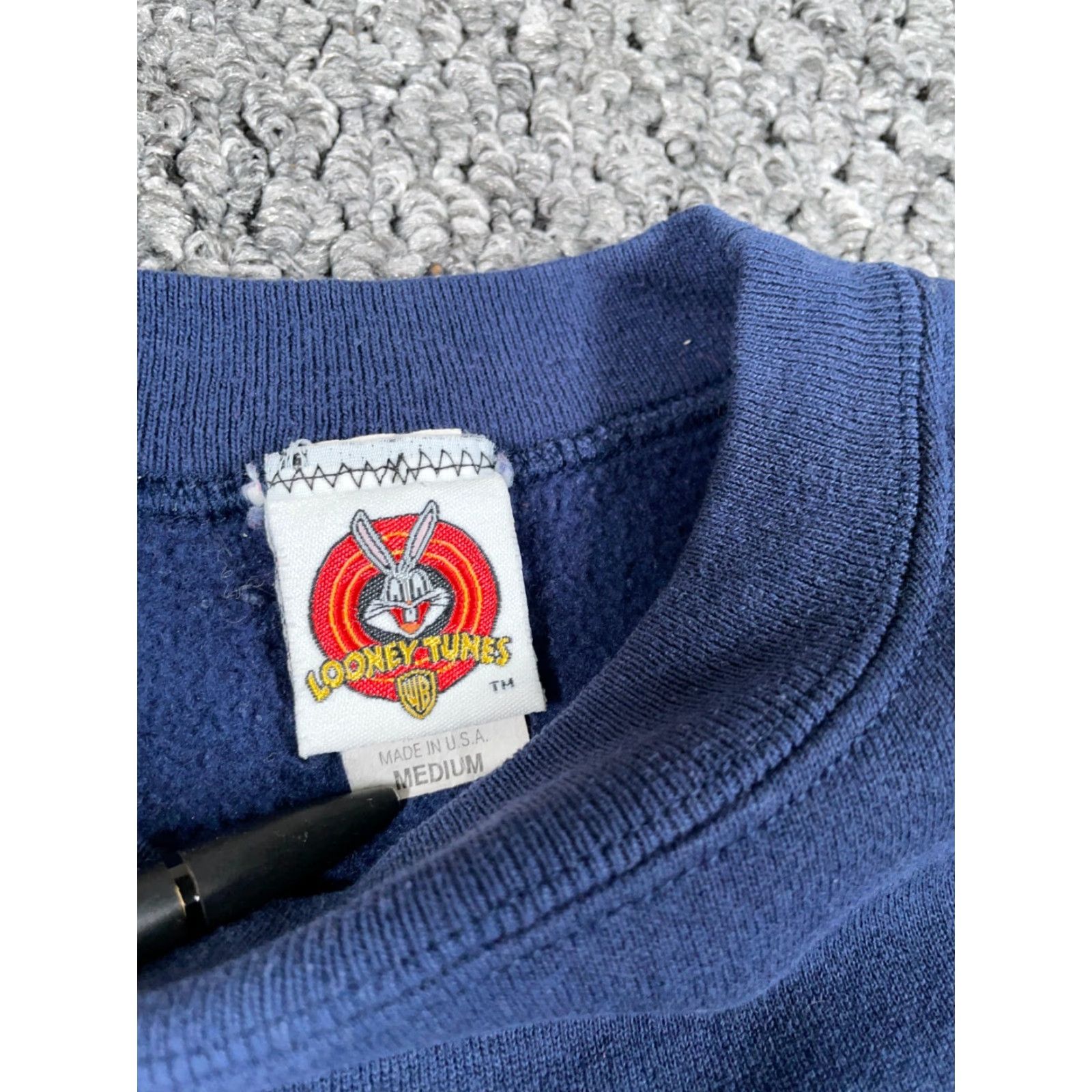 Vintage VTG Looney Tunes Tweety Bird Sweatshirt Dark Blue Embroidered Adult Medium Long Sleeve Crew Neck Pullover 90s Cartoon Retro Mens Size US M / EU 48-50 / 2 - 3 Thumbnail