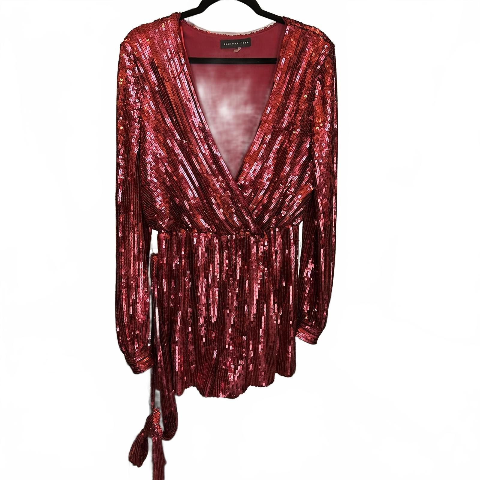 Designer Endless Rose Sequin Wrap Dress - Dazzling Red Glamour Size 32" / US 10 / IT 46 - 1 Thumbnail