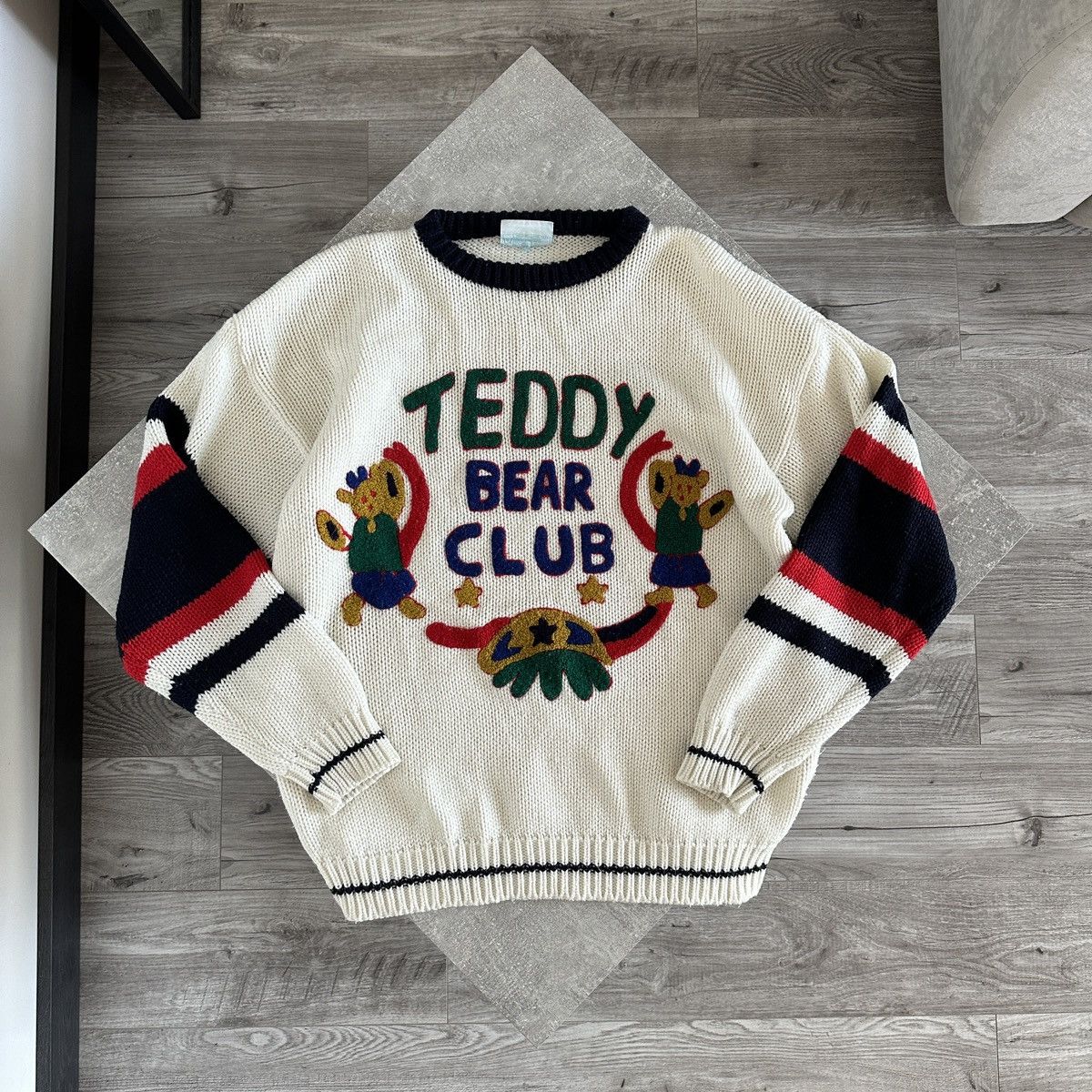 Vintage Vintage 90s Knitted Christmas ugly sweater Teddy Bear club Size US L / EU 52-54 / 3 - 1 Thumbnail