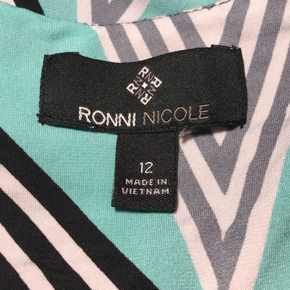 Other Ronni Nicole Chevron Scoop Sleeveless Shirt Midi Dress 12 Size XL / US 12-14 / IT 48-50 - 3 Thumbnail