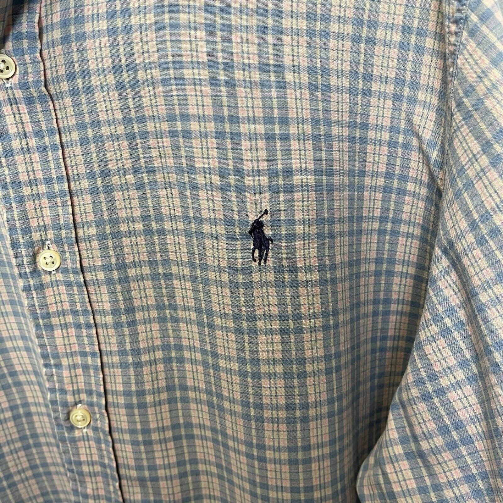 Ralph Lauren Ralph Lauren | Vtg Light Pink & Blue Monroe Button Shirt 2XL Size US XXL / EU 58 / 5 - 4 Thumbnail