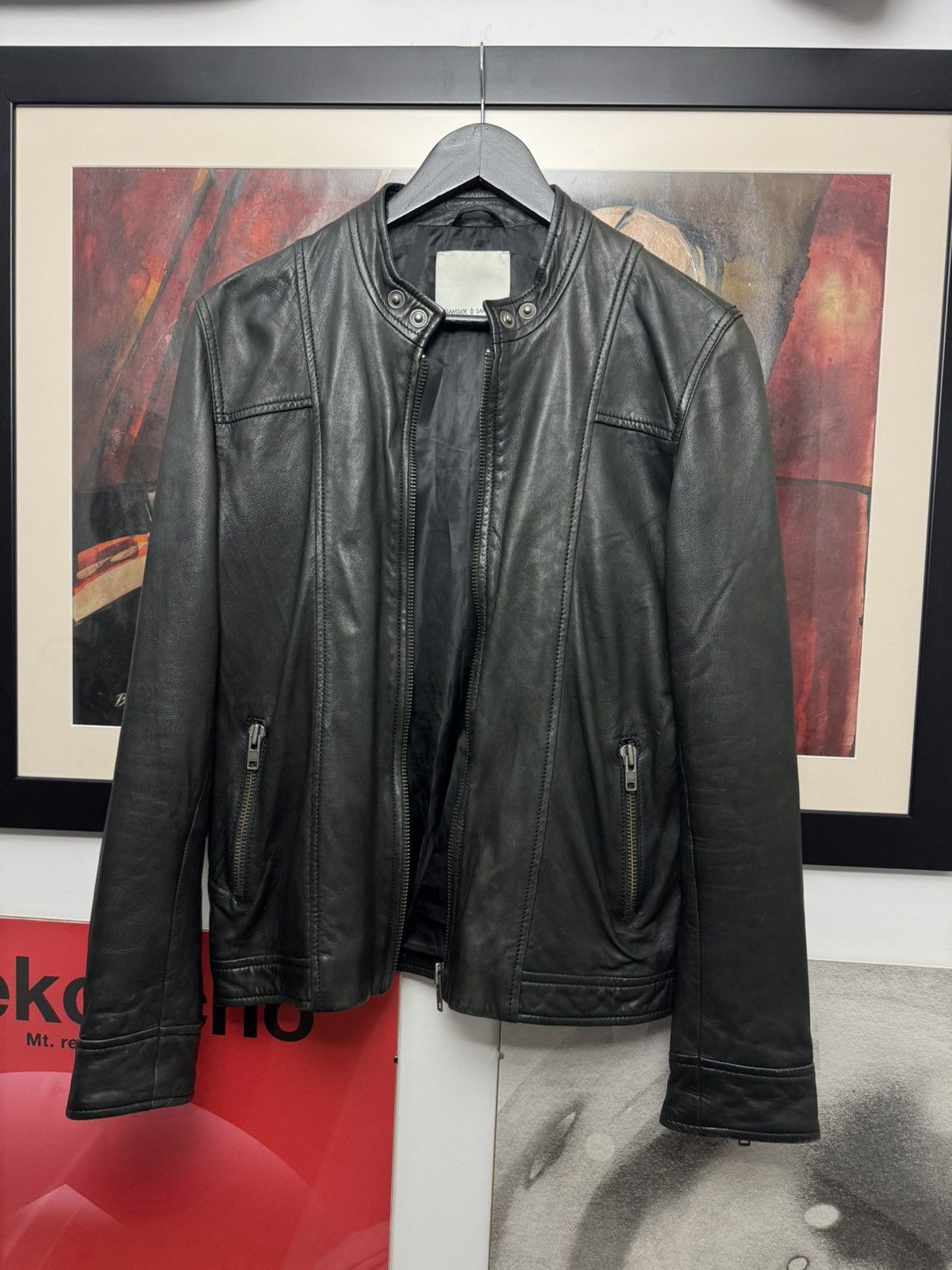 Samsoe Samsoe Samsoe Samsoe Krede Black Genuine Leather Slim Jacket Rock Size US S / EU 44-46 / 1 - 3 Thumbnail