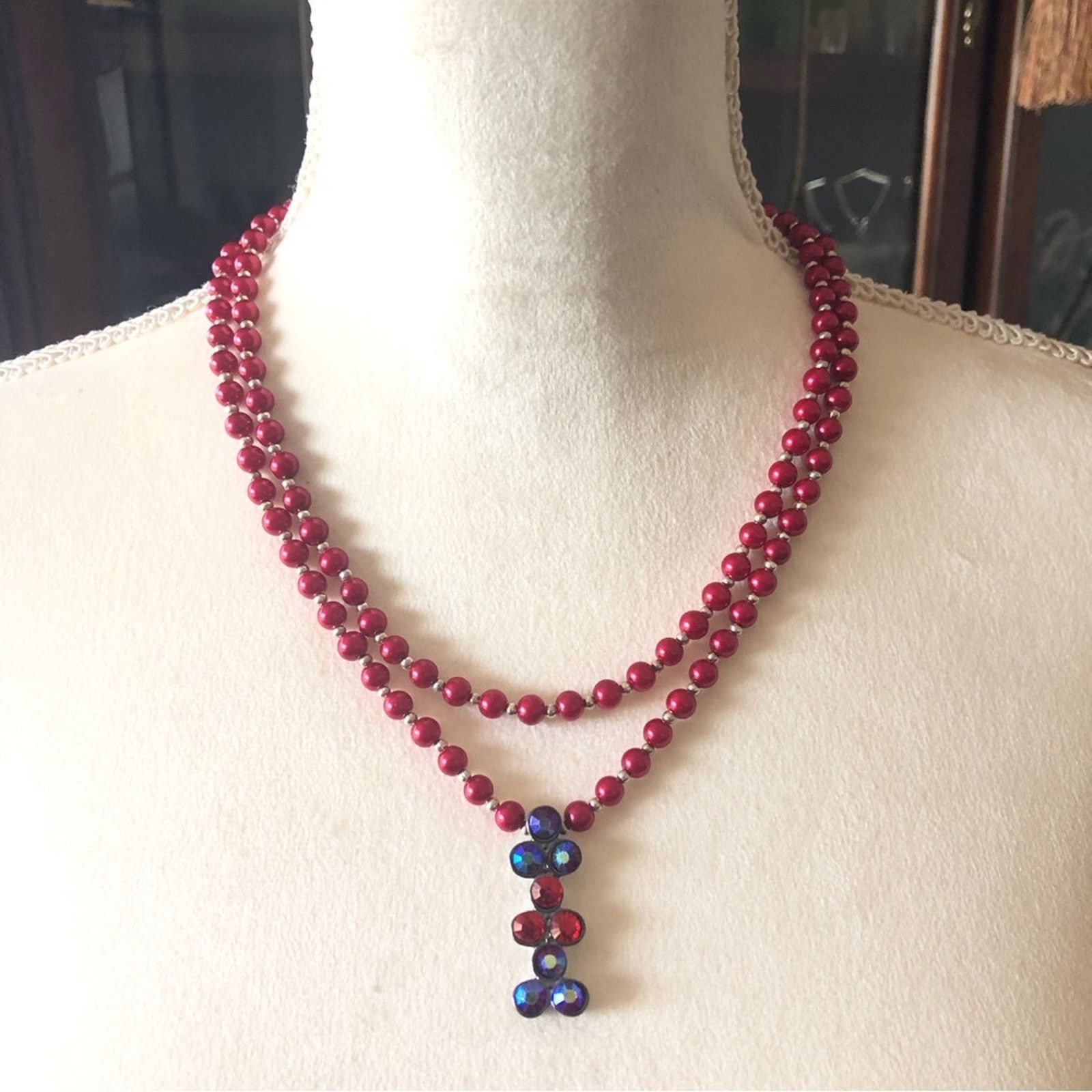 Handmade Handcrafted red Czech Pearl genuine ruby necklace Size ONE SIZE - 2 Thumbnail