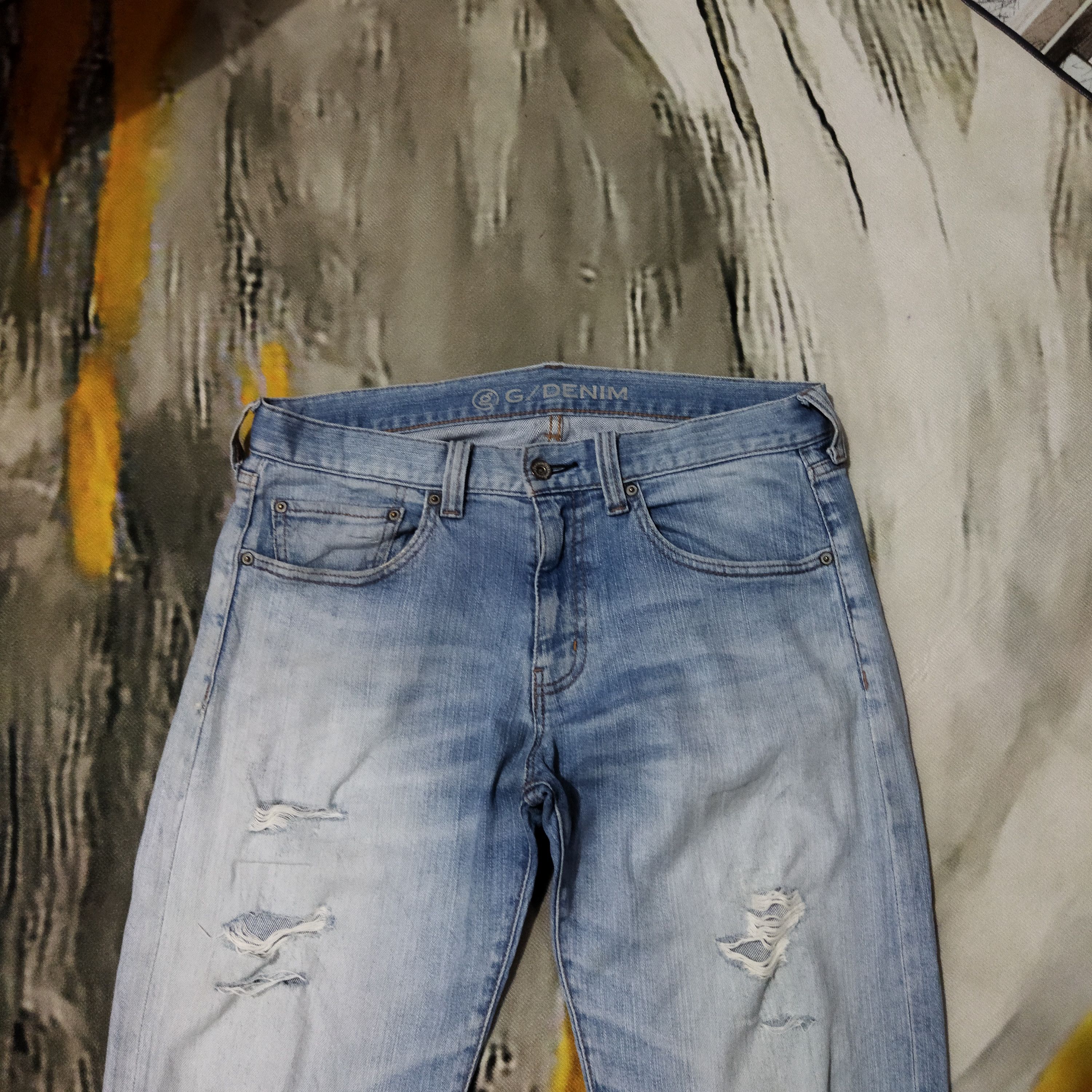 Japanese Brand G/DENIM DISTRESSED FADED BLUE JEANS PANTS Size US 34 / EU 50 - 2 Thumbnail