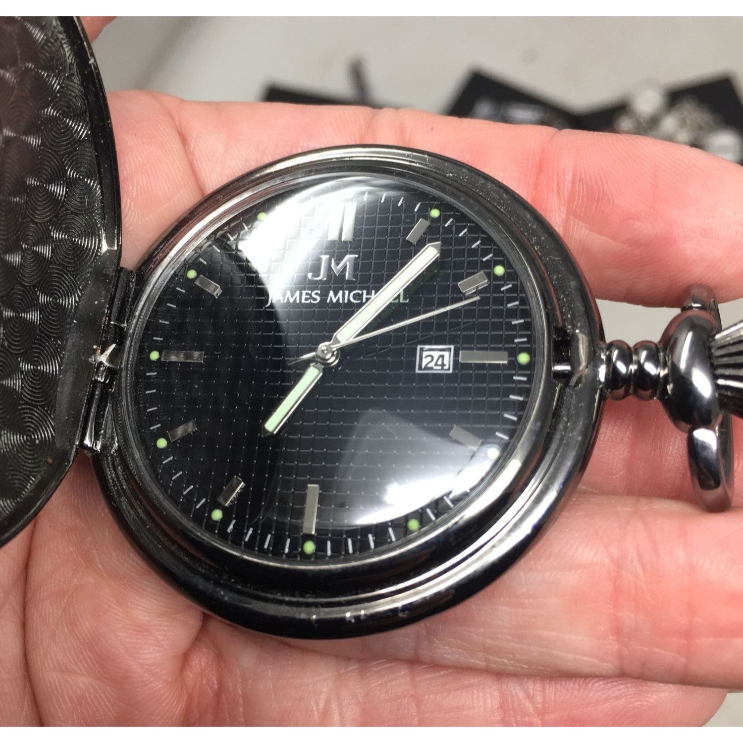 Other Men's James Michael (JM) Black/Silver Tone Pocket Watch Size ONE SIZE - 7 Thumbnail