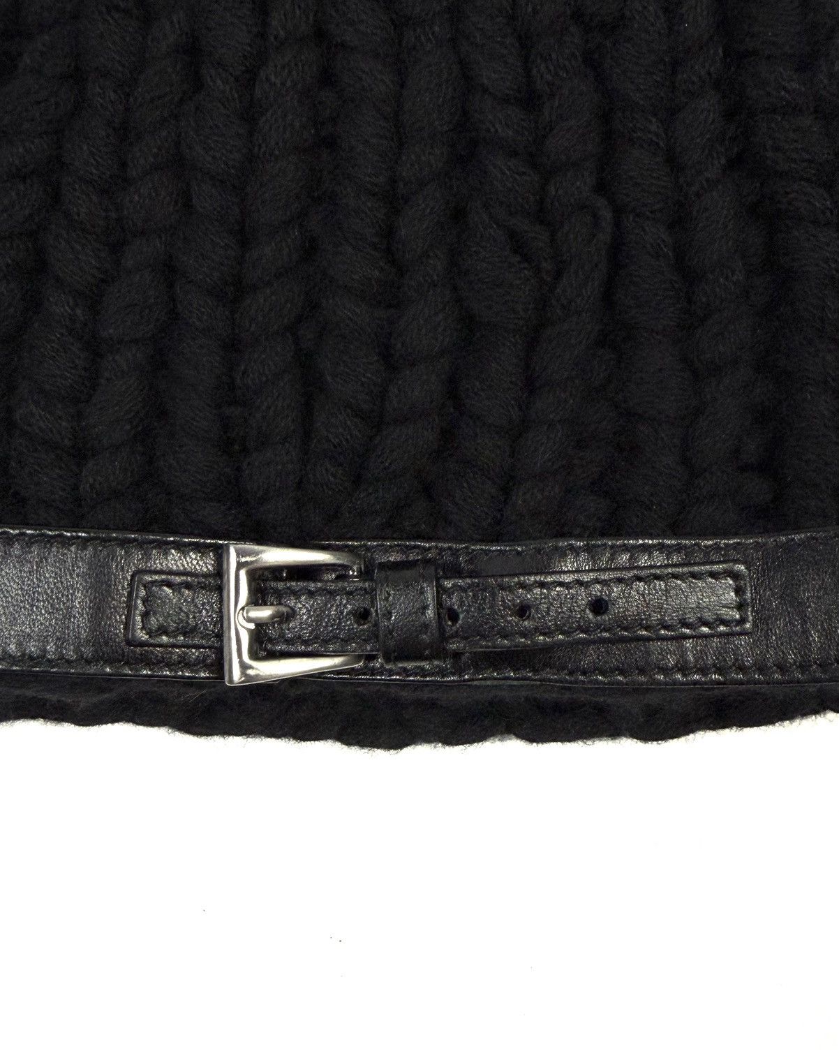 Prada Prada Archive Cashmere Knit Beanie Leather Belt Strap Hat Size ONE SIZE - 12 Thumbnail