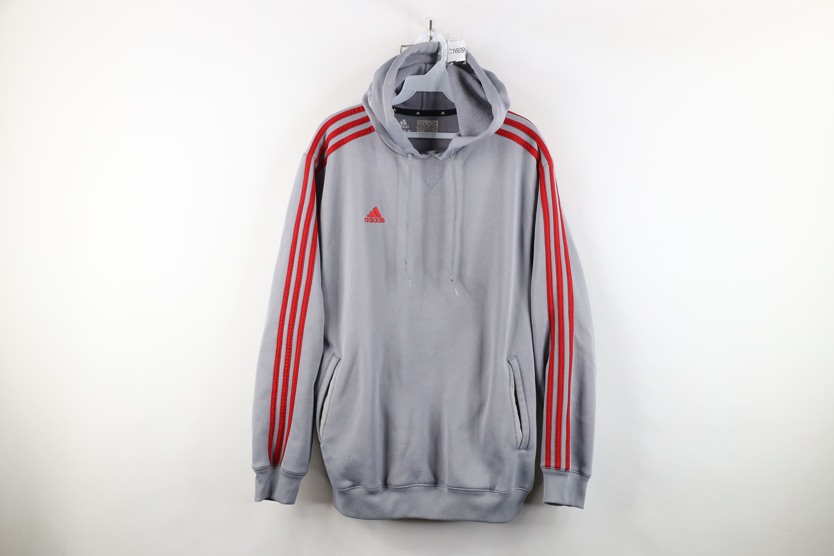 Adidas × Vintage Vintage Y2K Adidas Striped Thermal Knit Hoodie Sweatshirt Size US L / EU 52-54 / 3 - 1 Thumbnail