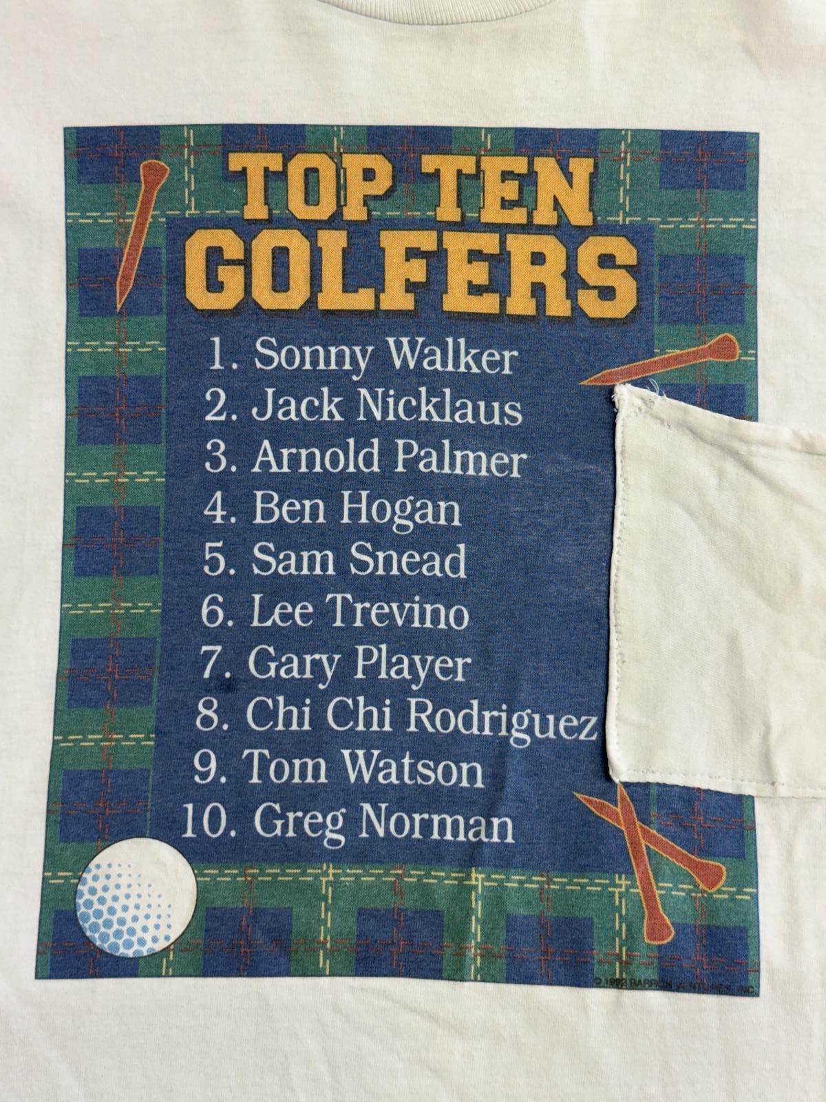 Designer Vintage 1992 Top 10 Golfers T-shirt Tee Pocket - Large Size US XL / EU 56 / 4 - 2 Thumbnail