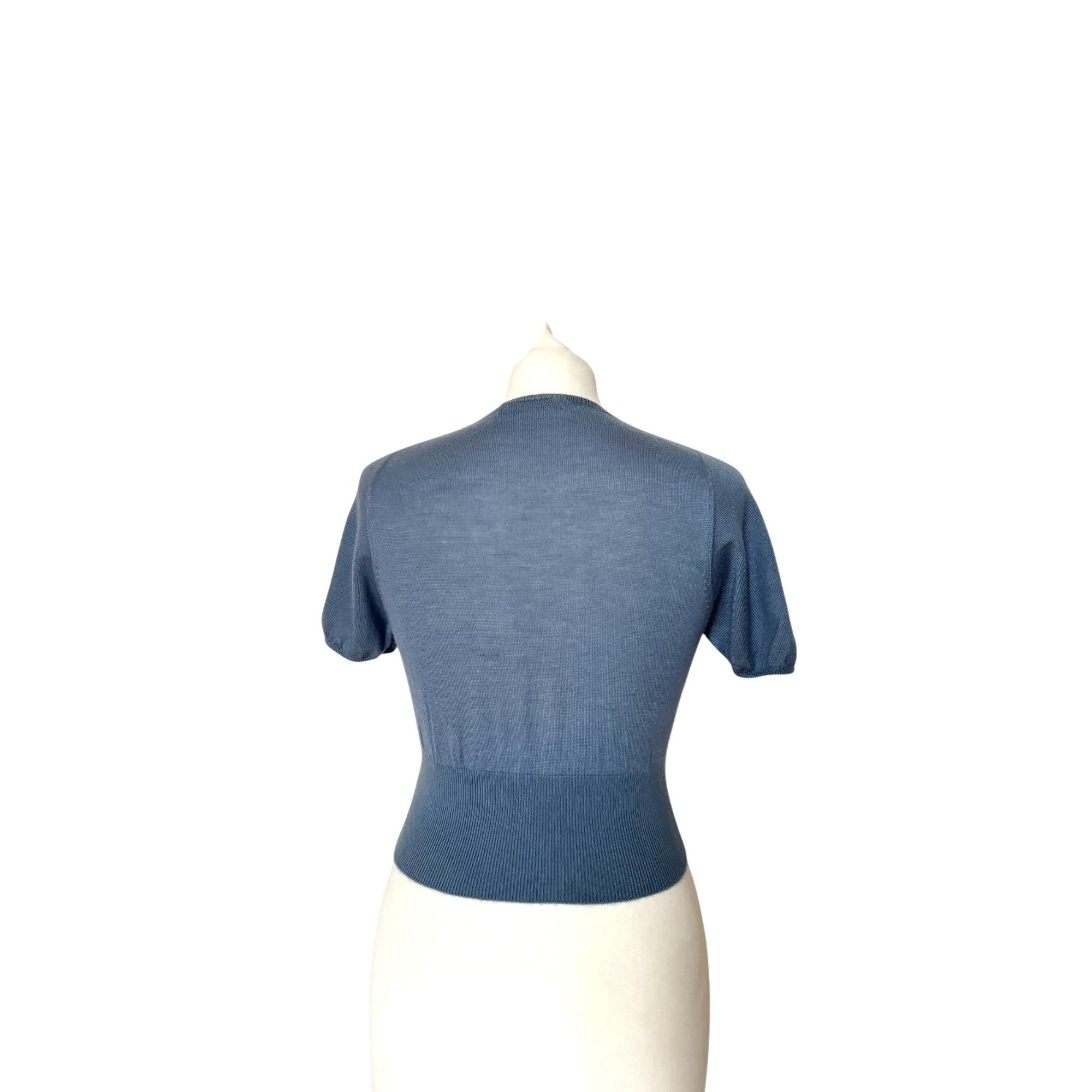 Prada Blue Cashmere Silk Short sleeves sweater Size XS / US 0-2 / IT 36-38 - 4 Thumbnail