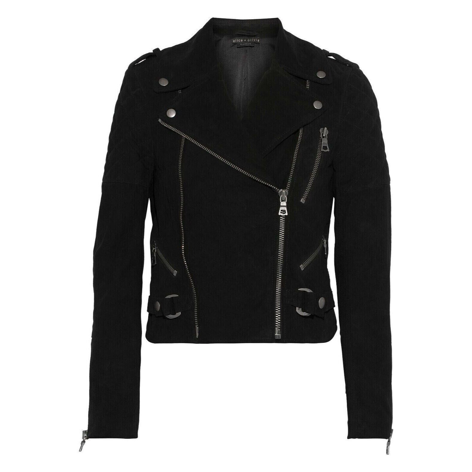 Alice + Olivia Alice and Olivia Miles Moto Suede Jacket Size S / US 4 / IT 40 - 1 Thumbnail