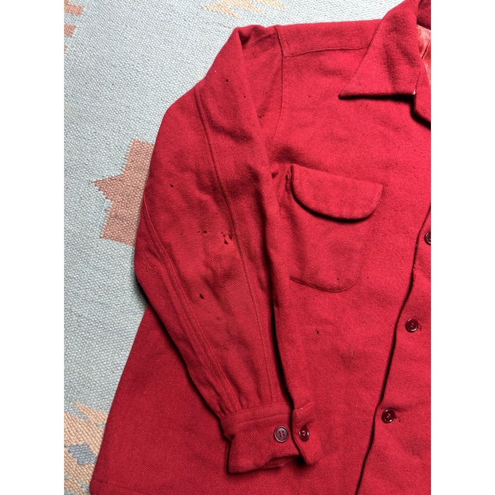 Vintage VINTAGE Campus Shirt Long Sleeve M/L 1950s Wool Loop Collar Hollywood Distressed Mens Size US M / EU 48-50 / 2 - 3 Thumbnail