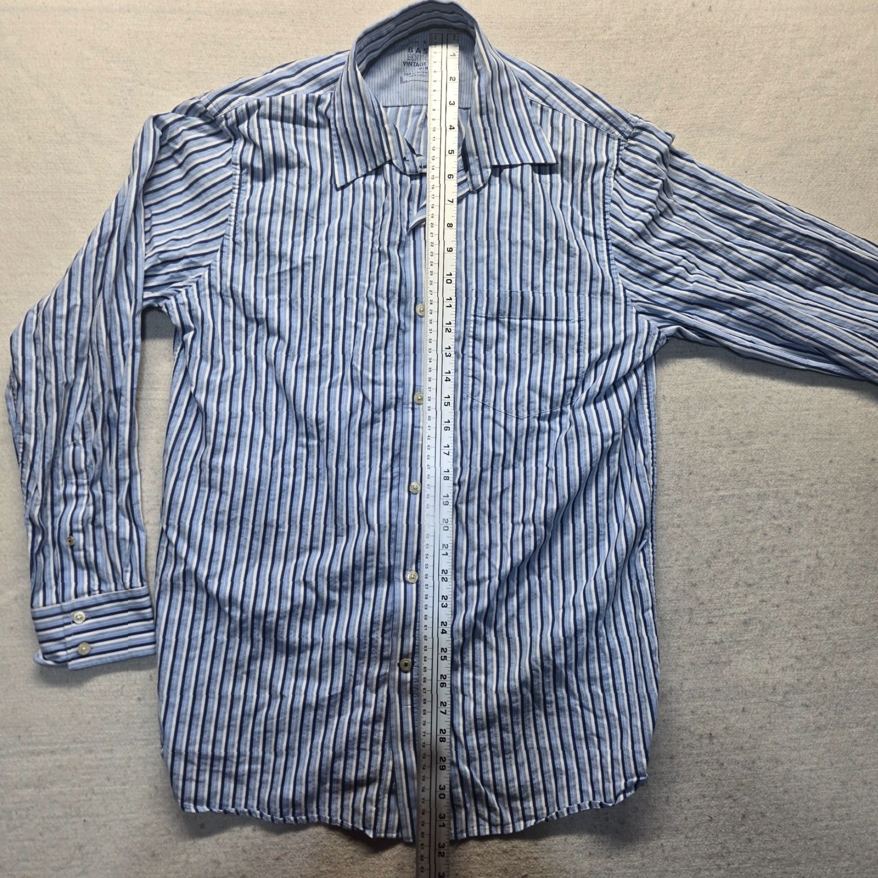 Basic Editions Basic Editions Blue Striped Long Sleeve Button Up Shirt Top Adult Men's M Medium Shirt Size US M / EU 48-50 / 2 - 5 Thumbnail