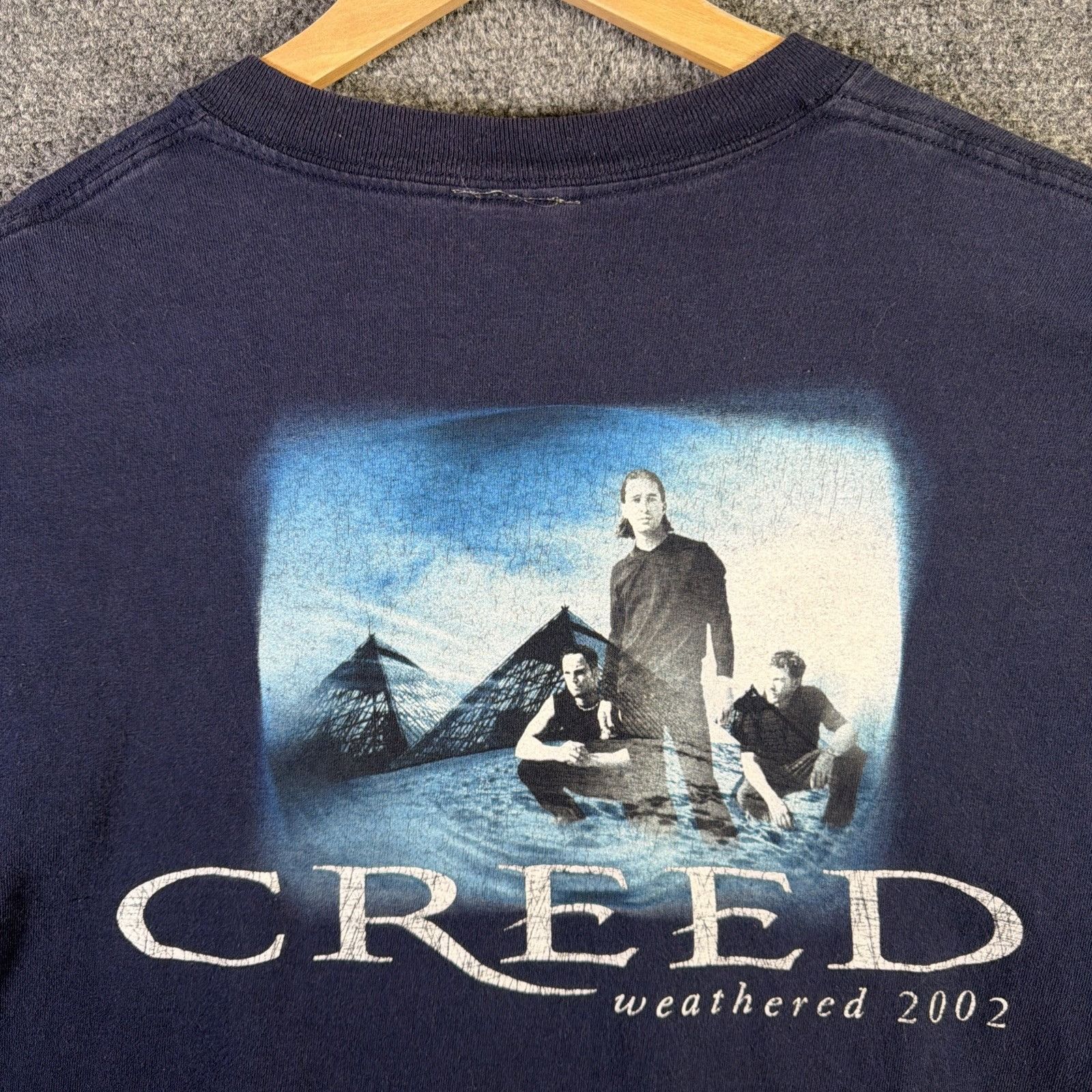 Band Tees Vintage Creed Shirt Mens XL Navy 2002 Band Music Weathered Size US XL / EU 56 / 4 - 1 Thumbnail