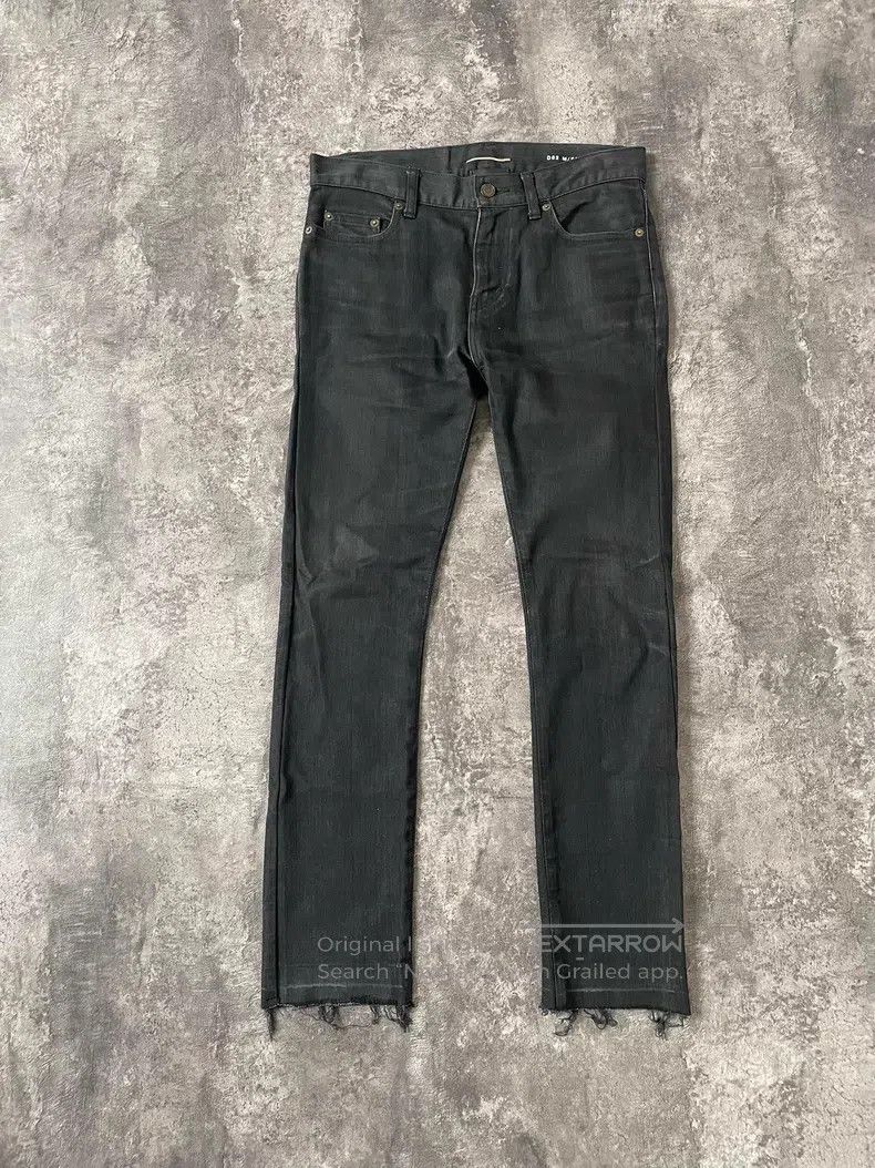 Saint Laurent Paris Saint Laurent Paris Distressed Black Faded Frayed Denim Je Size US 29 - 1 Thumbnail