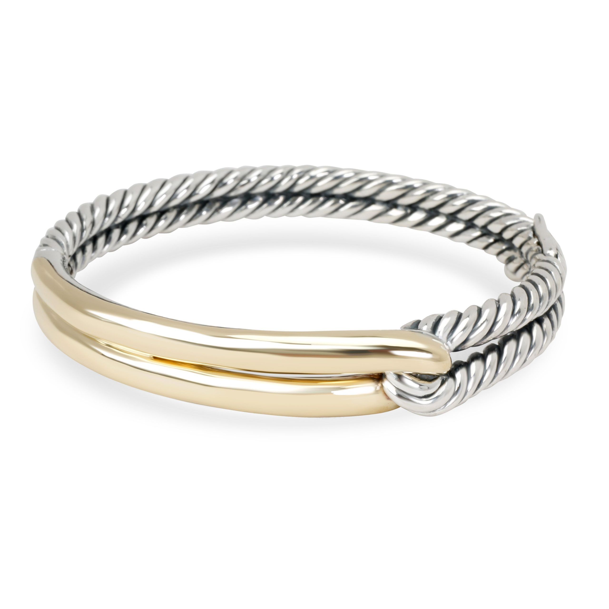 image of David Yurman Labyrinth Single Loop Bangle In 18K Yellow Gold/sterling Silver, Women's