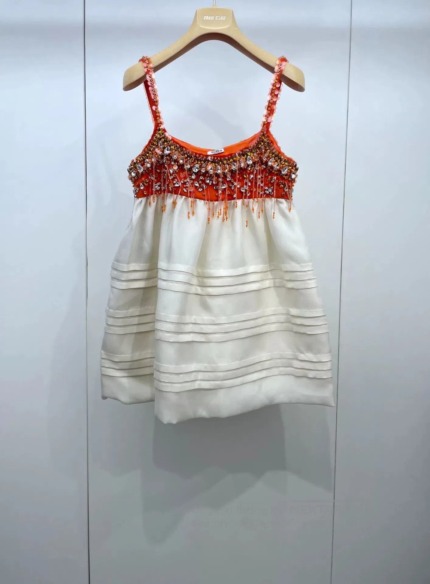 Miu Miu Miu Miu Orange White Beaded Slip Dress. Size S / US 4 / IT 40 - 1 Thumbnail
