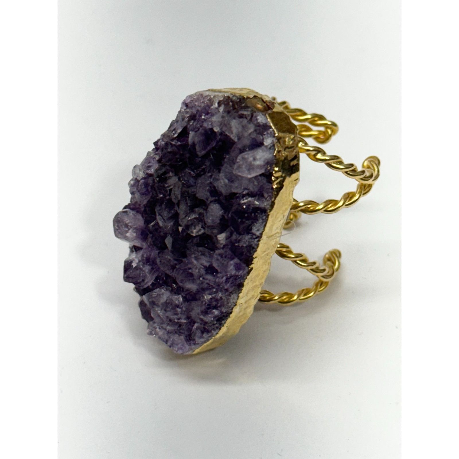 Vintage Vintage amethyst druzy purple stone adjustable ring Size ONE SIZE - 5 Thumbnail