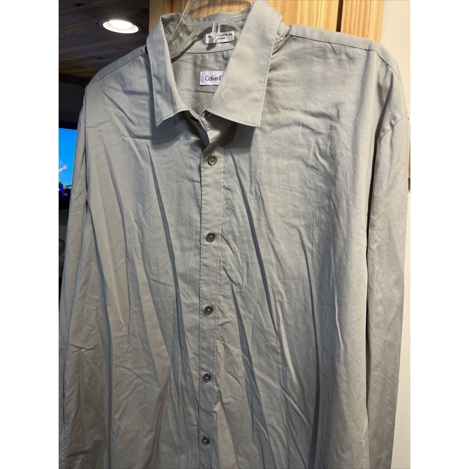 Calvin Klein Calvin Klein Men’s XL Grey LS Cotton Lastol Button Up Shirt Size US XL / EU 56 / 4 - 7 Thumbnail