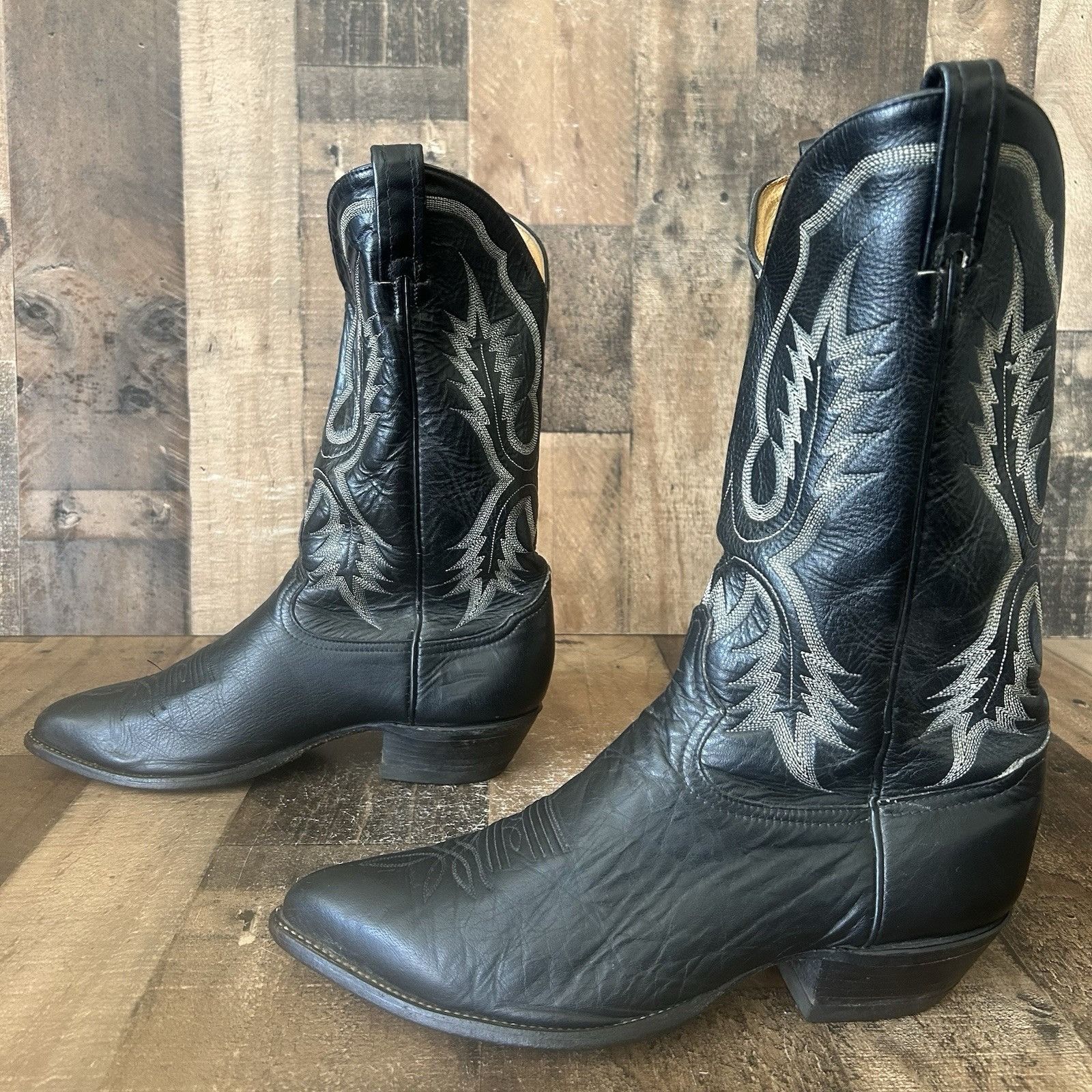 Tony Lama Tony Lama Vintage Classic Black Cowboy Boots Mens 10.5 EE Size US 10.5 / EU 43-44 - 11 Thumbnail
