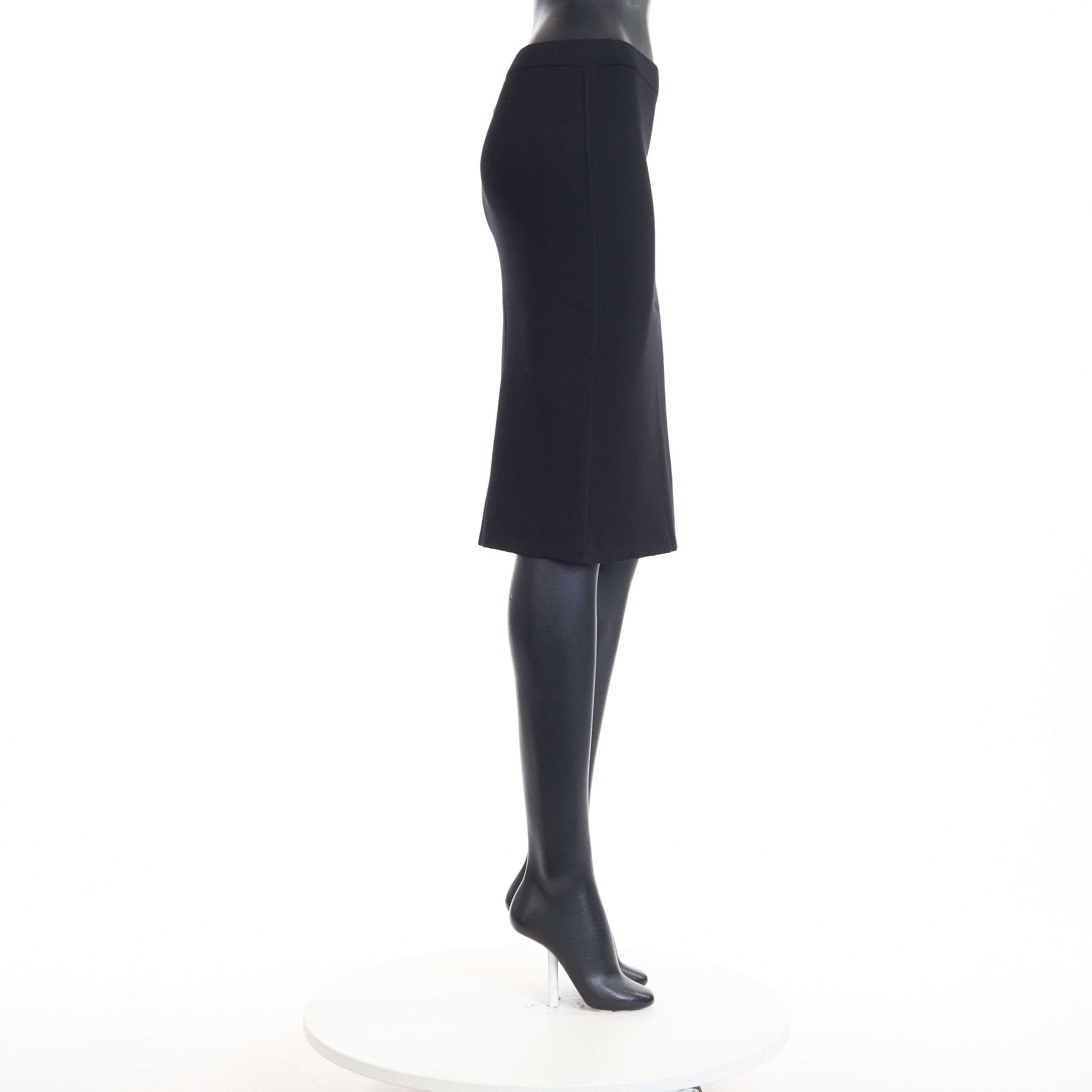 Saint Laurent Paris Black Pencil Skirt - Fine-Knit Wool Size 28" / US 6 / IT 42 - 7 Thumbnail